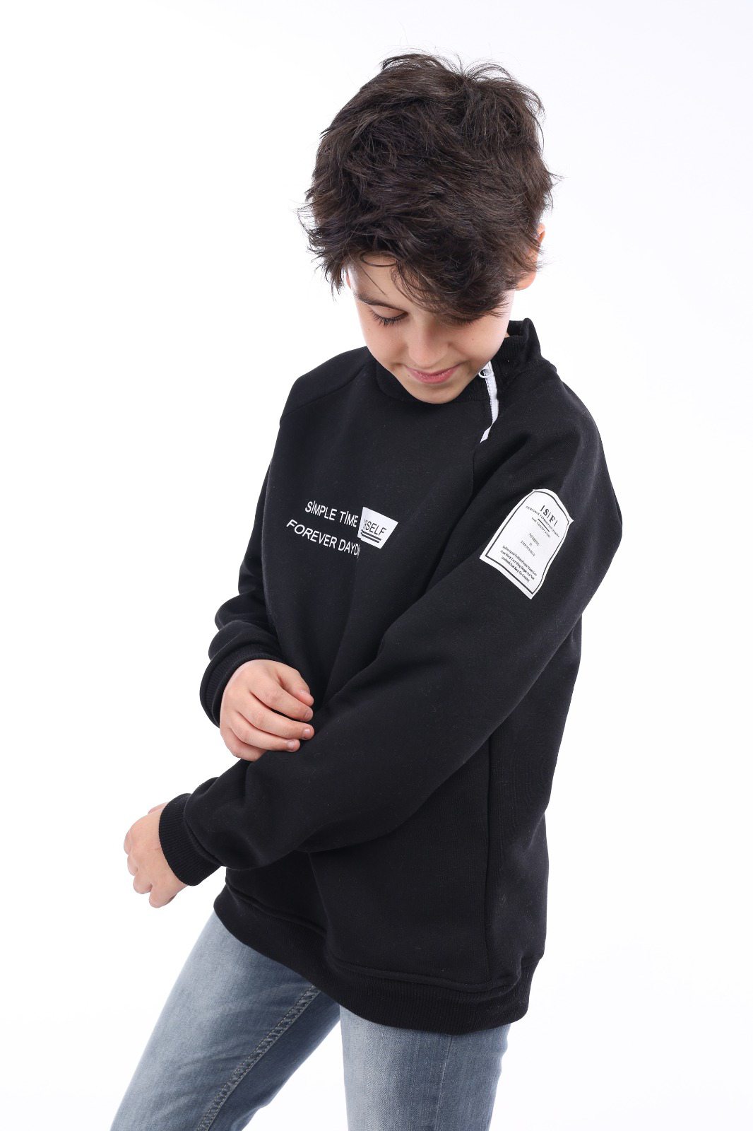 Toontoy Erkek Çocuk Simple Time Yourself Baskılı Sweatshirt