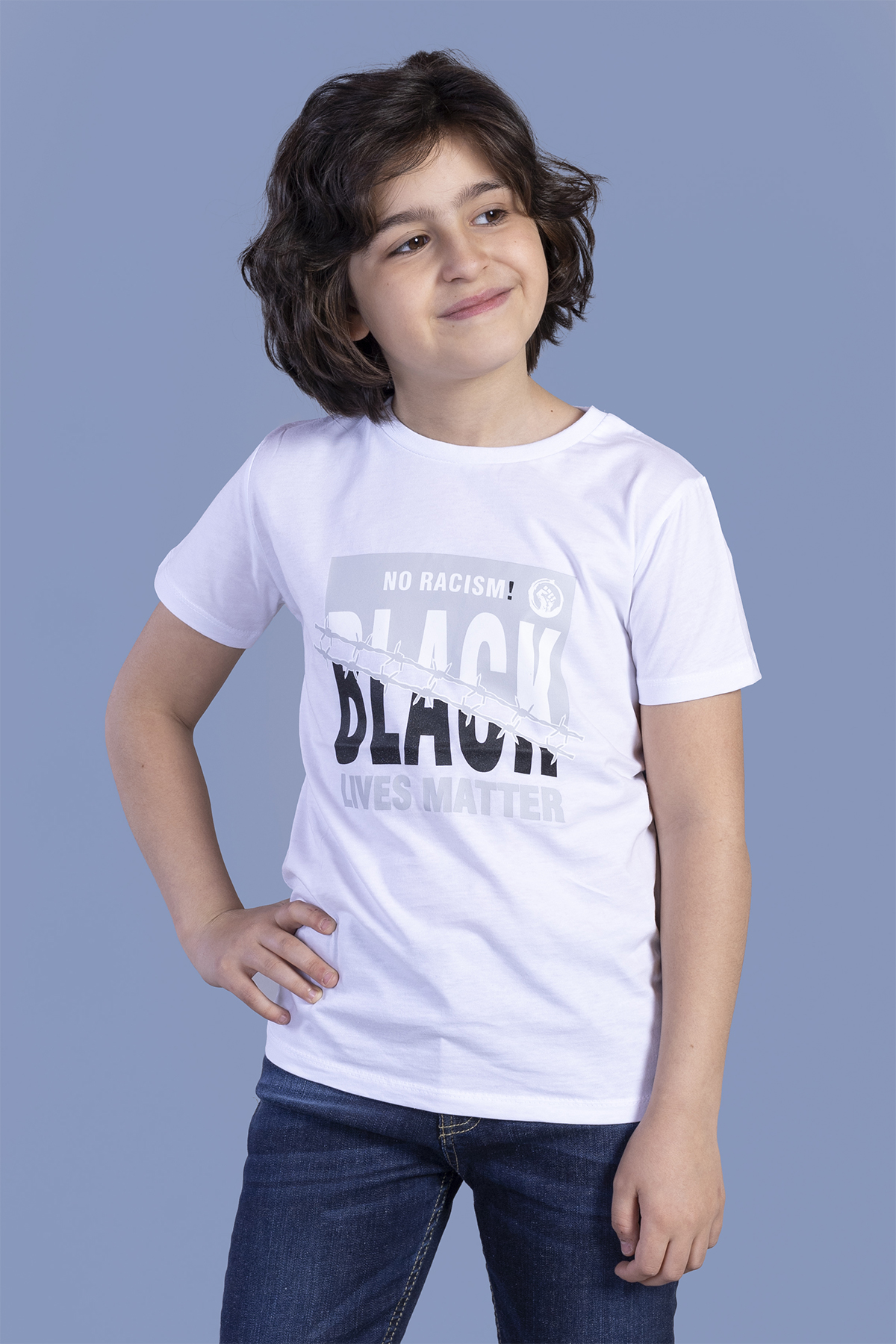 Toontoy Erkek Çocuk No Racısm Black  Baskılı Tişört
