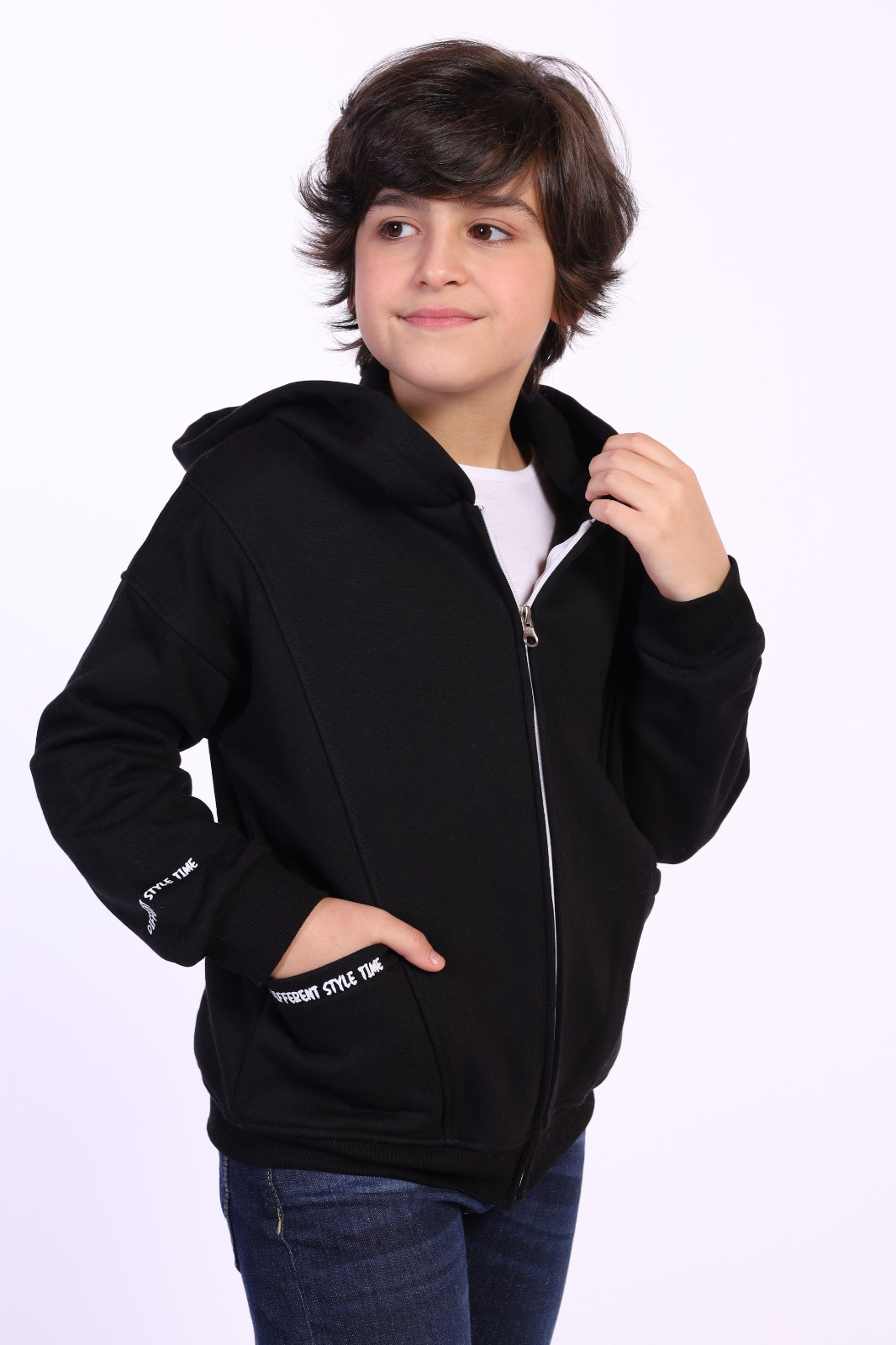 Toontoy Erkek Çocuk Cep Dıfferent Style Tıme Baskılı Hırka