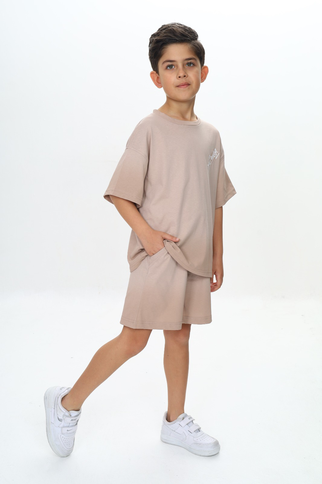 Toontoy  Erkek Çocuk Yikama Efektli Baskili Şortlu Takim