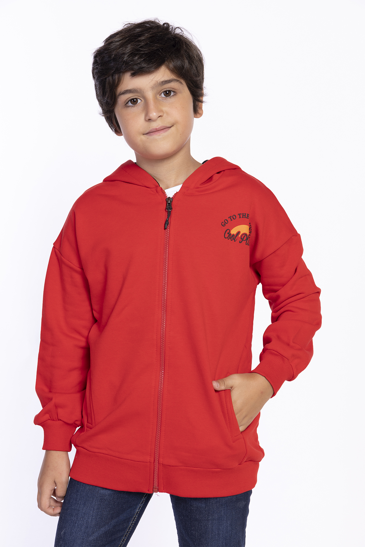 Toontoy  Erkek Çocuk Baskili Kapşonlu Hirka