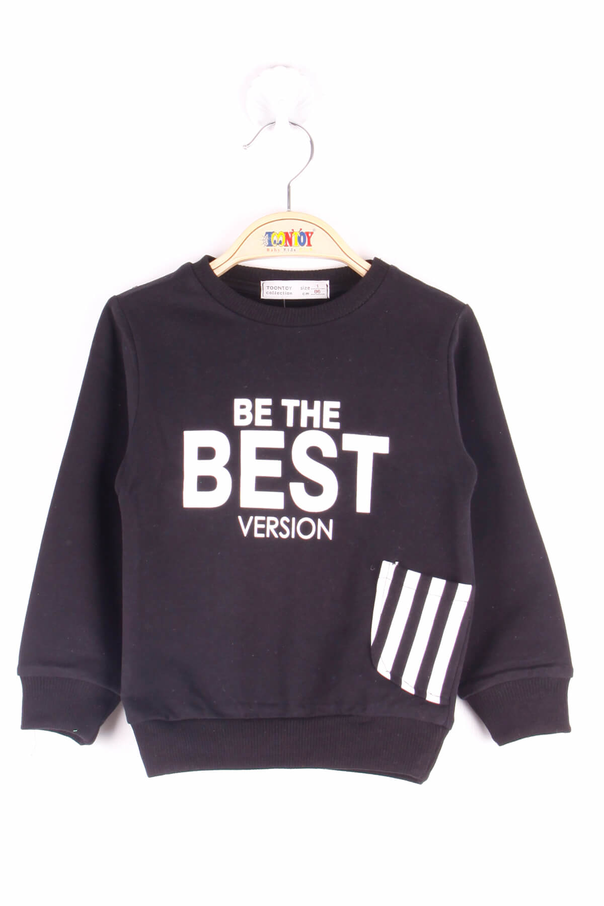 Toontoy Erkek Çocuk Çizgili Cepli Sweatshirt