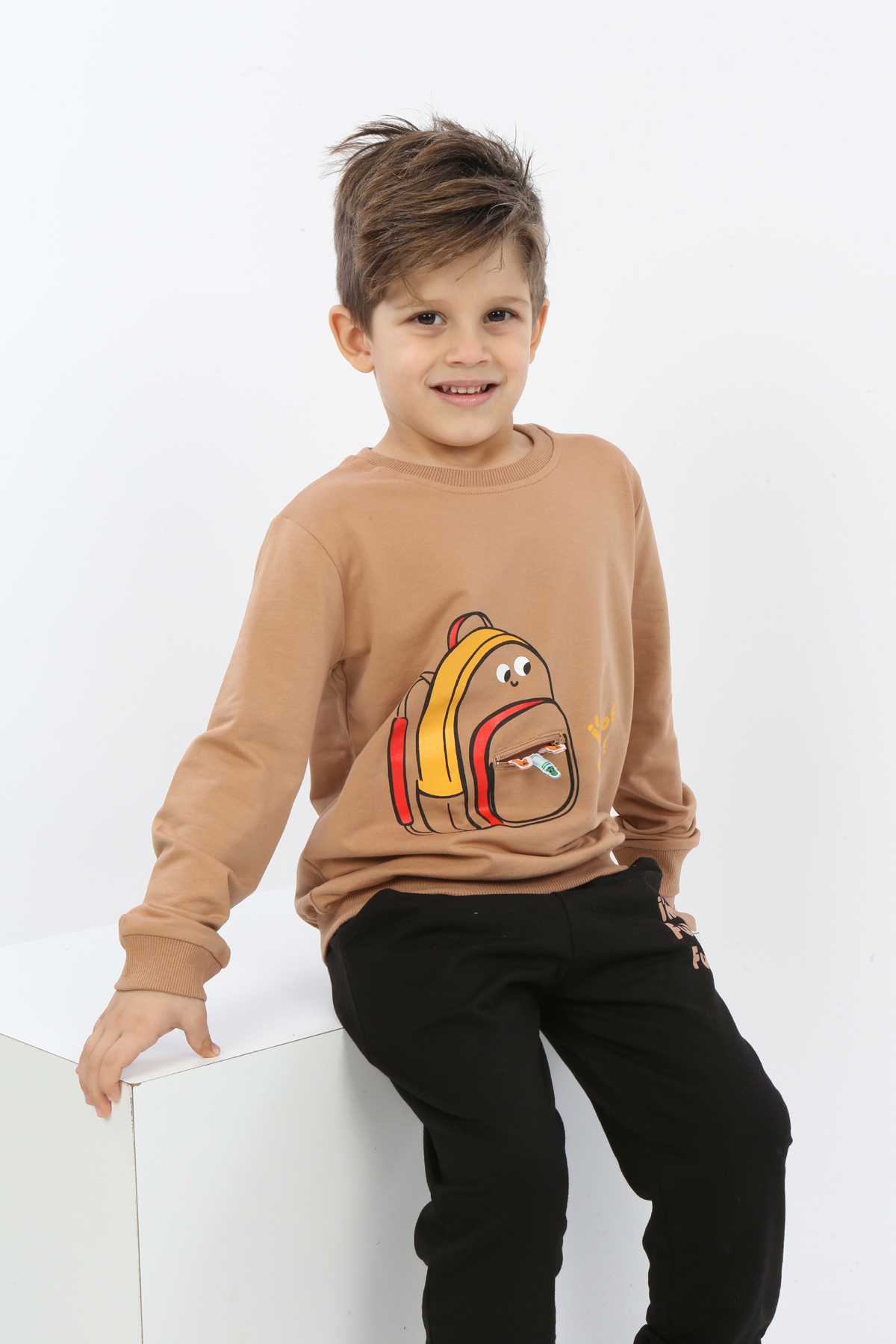 Toontoy Erkek Çocuk Çantalı Yazı Baskılı Eşofman Takım