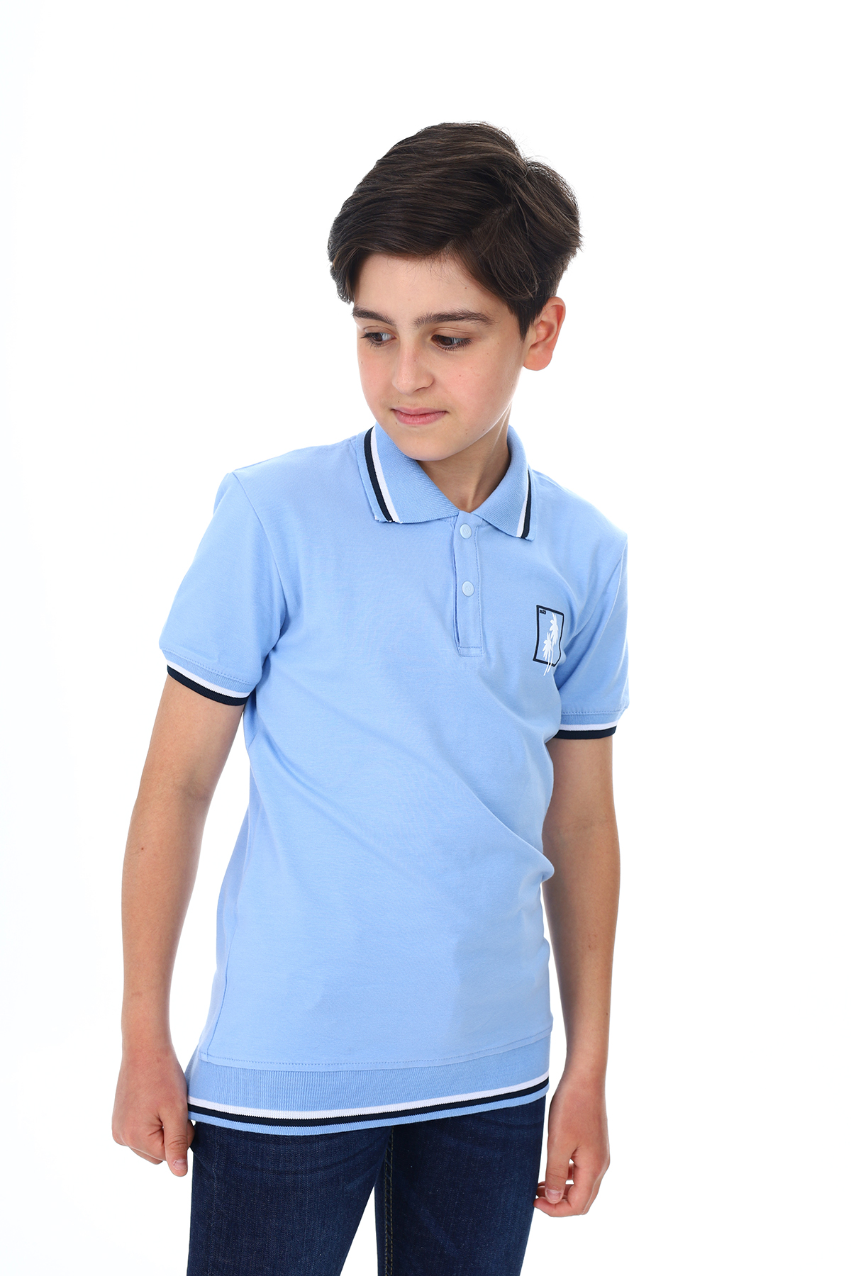Toontoy Erkek Çocuk Polo Yaka Palmiye Baskılı Tişört