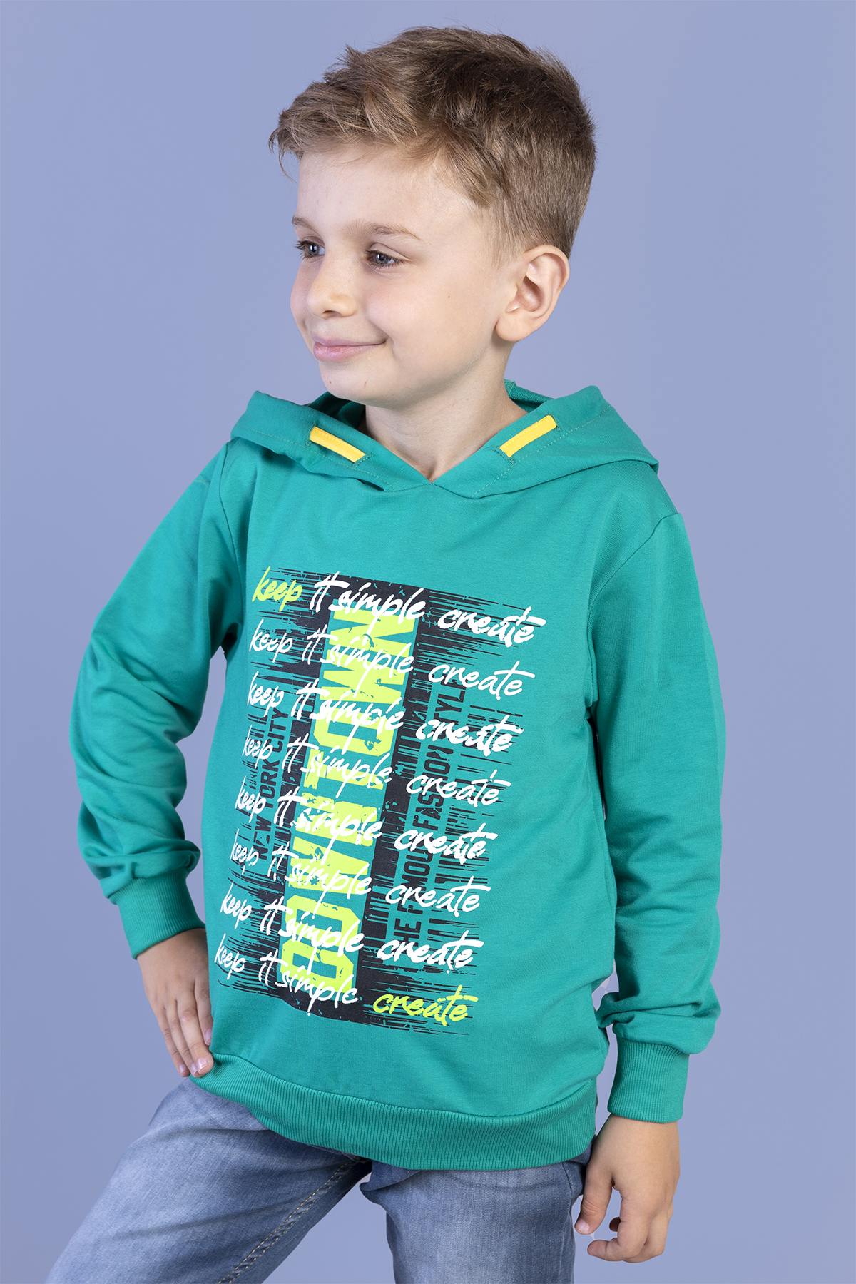 Toontoy Erkek Çocuk Kapüşonlu Baskılı Sweatshirt