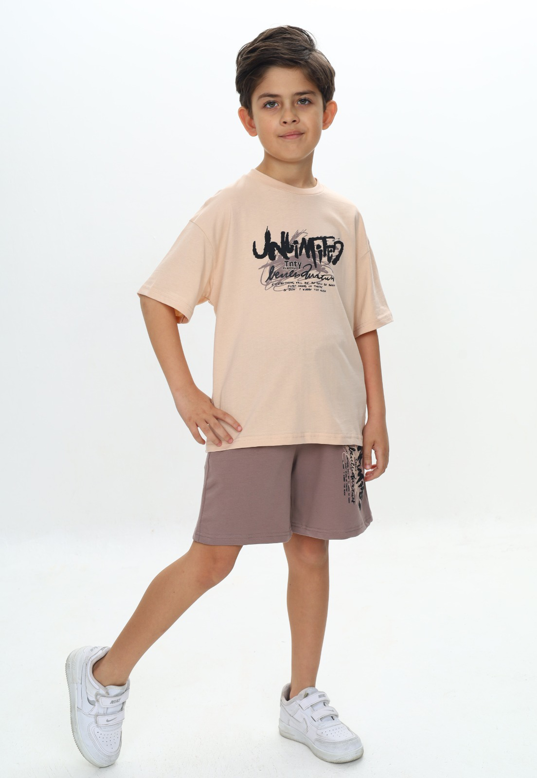 Toontoy Erkek Çocuk Unlimited Yazı Baskılı Şortlu Takım