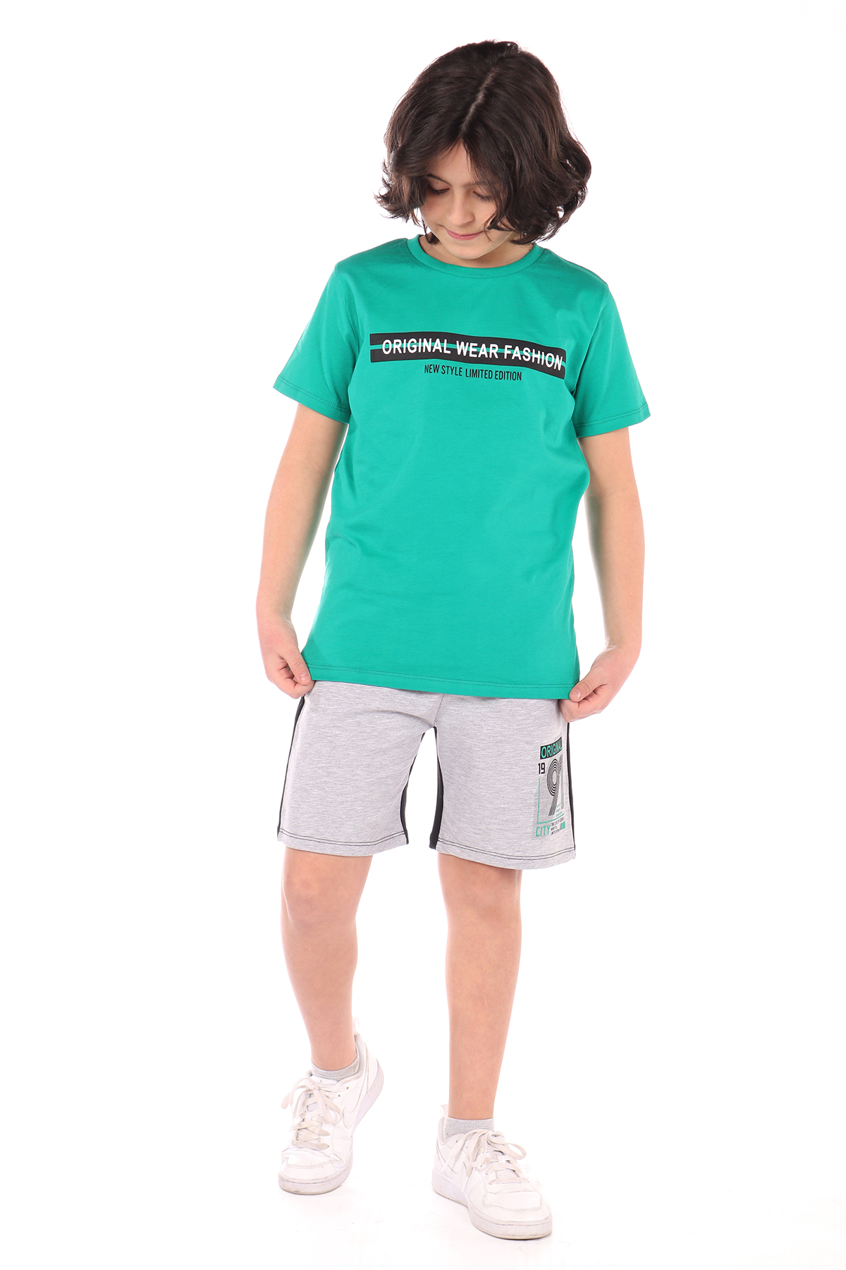 Toontoy Erkek Çocuk Önü Yazı Baskılı Şortlu Takım