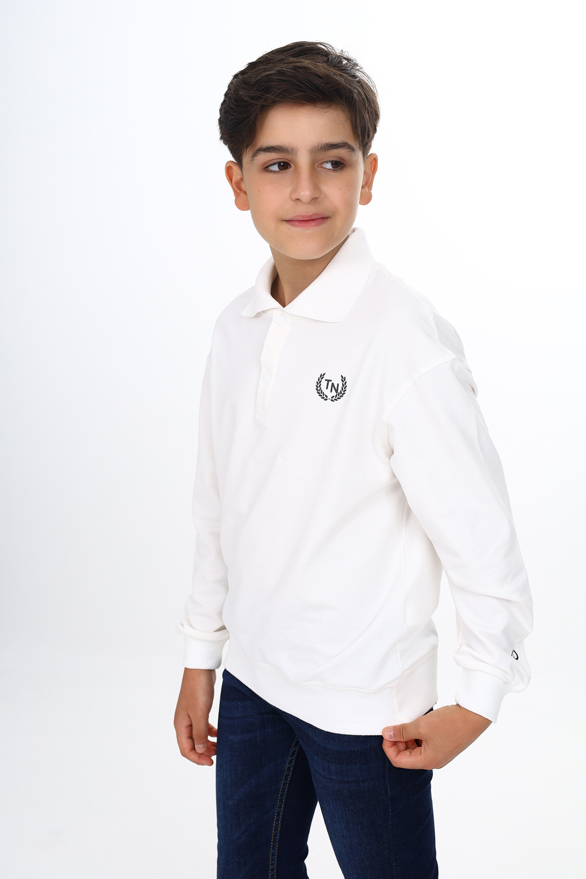 Toontoy Erkek Çocuk Polo Yaka Tnty Baskılı Sweatshirt