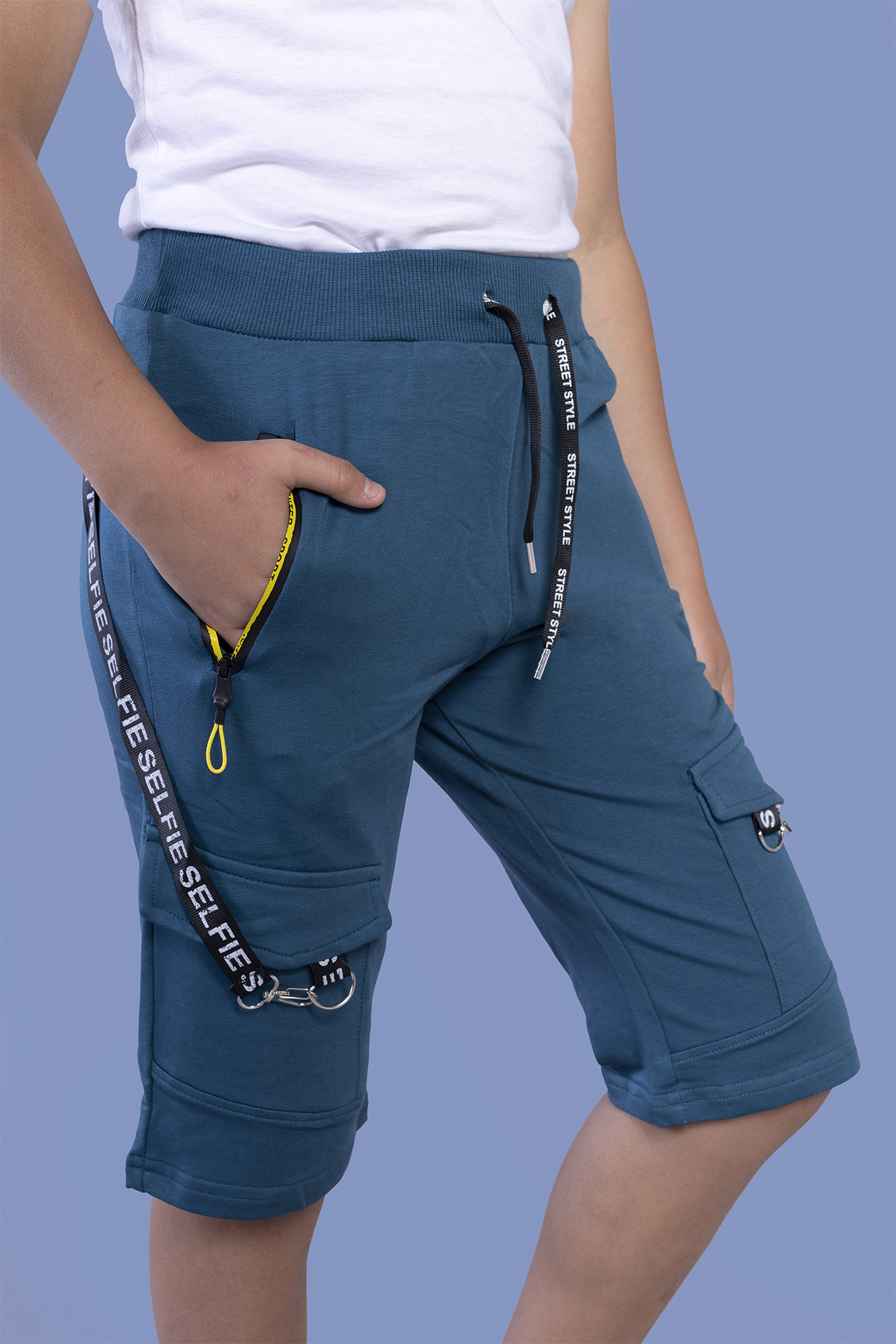 Toontoy  Erkek Çocuk Beli Ayarlanabilir Şerit Detaylı Kapri