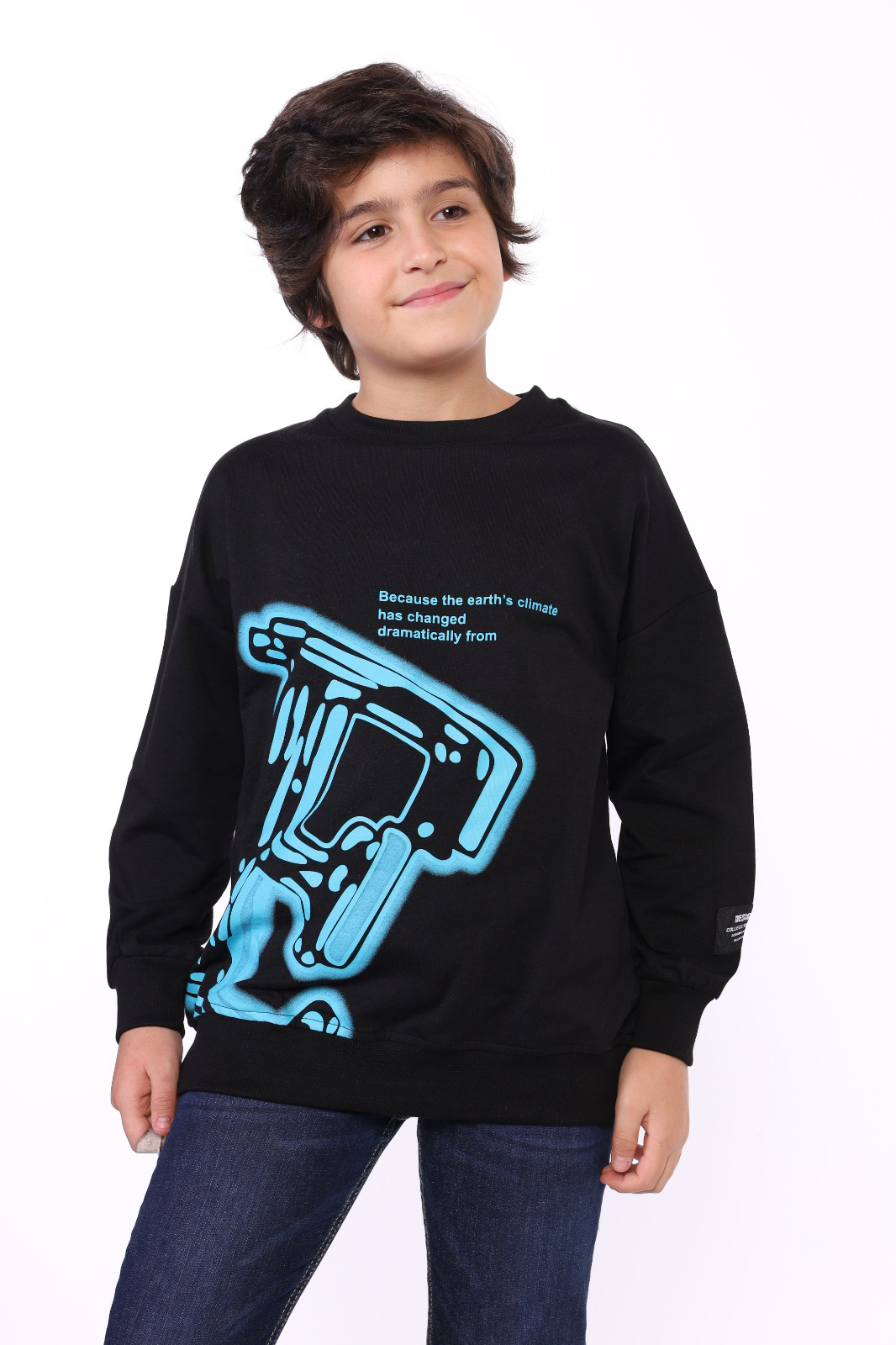 Toontoy Erkek Çocuk E harf Baskılı Sweatshirt