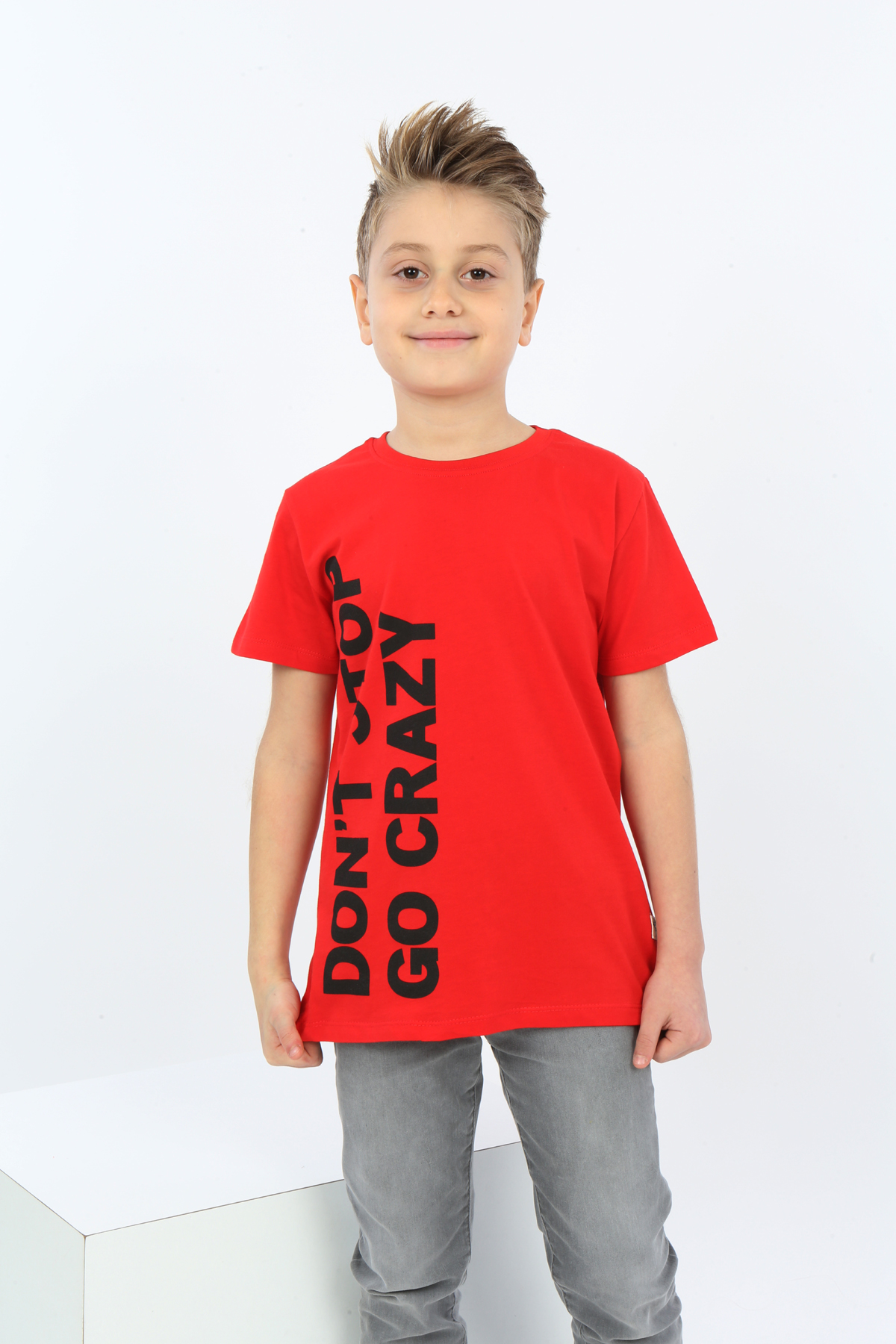 Toontoy Erkek Çocuk Dont Stop Go Crazy Baskılı Tişört