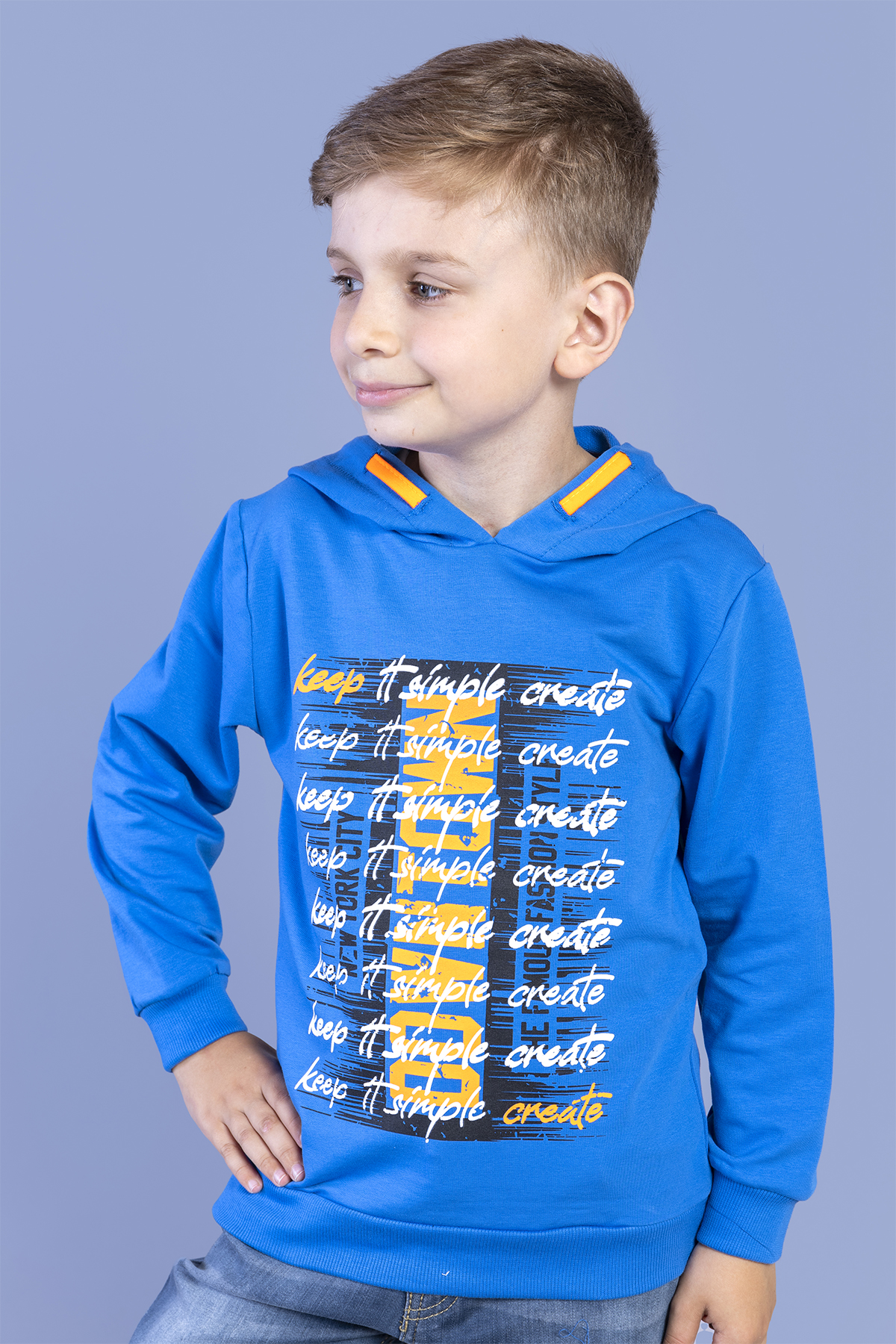 Toontoy Erkek Çocuk Kapüşonlu Baskılı Sweatshirt