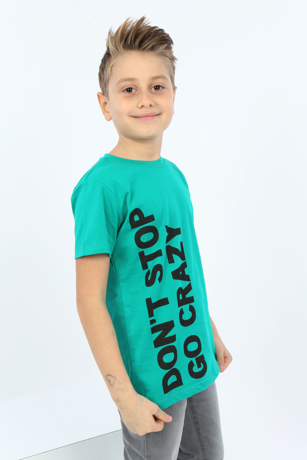 Toontoy Erkek Çocuk Dont Stop Go Crazy Baskılı Tişört