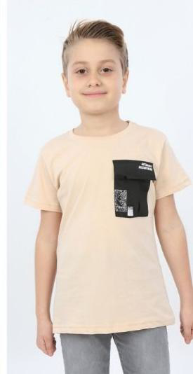 Toontoy Erkek Çocuk Göğsü Cepli Yazı Baskılı Tişört
