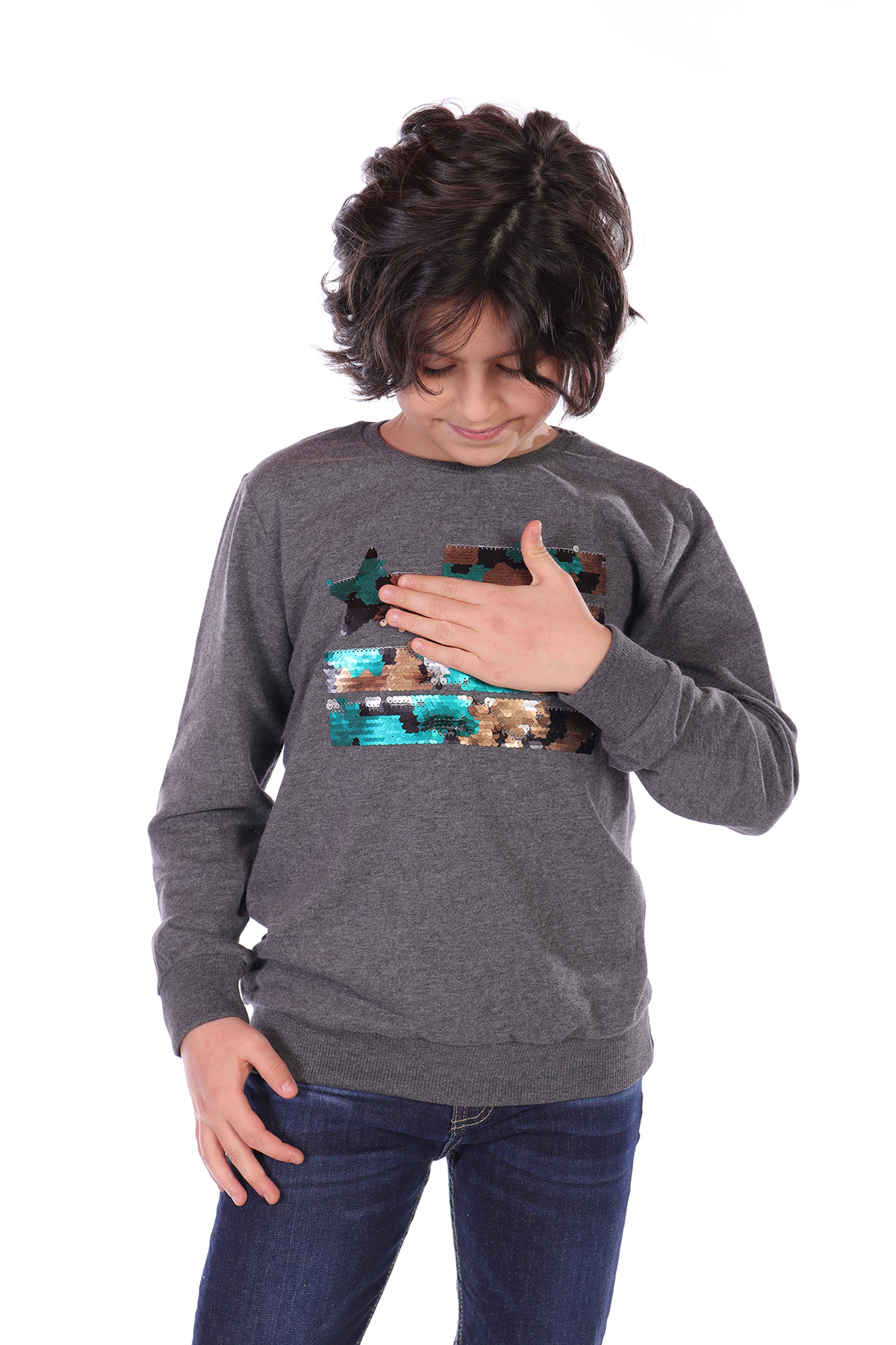 Toontoy Erkek Çocuk Kamuflaj Pullu Sweatshirt Toontoy Erkek Çocuk Kamuflaj Pullu Sweatshirt