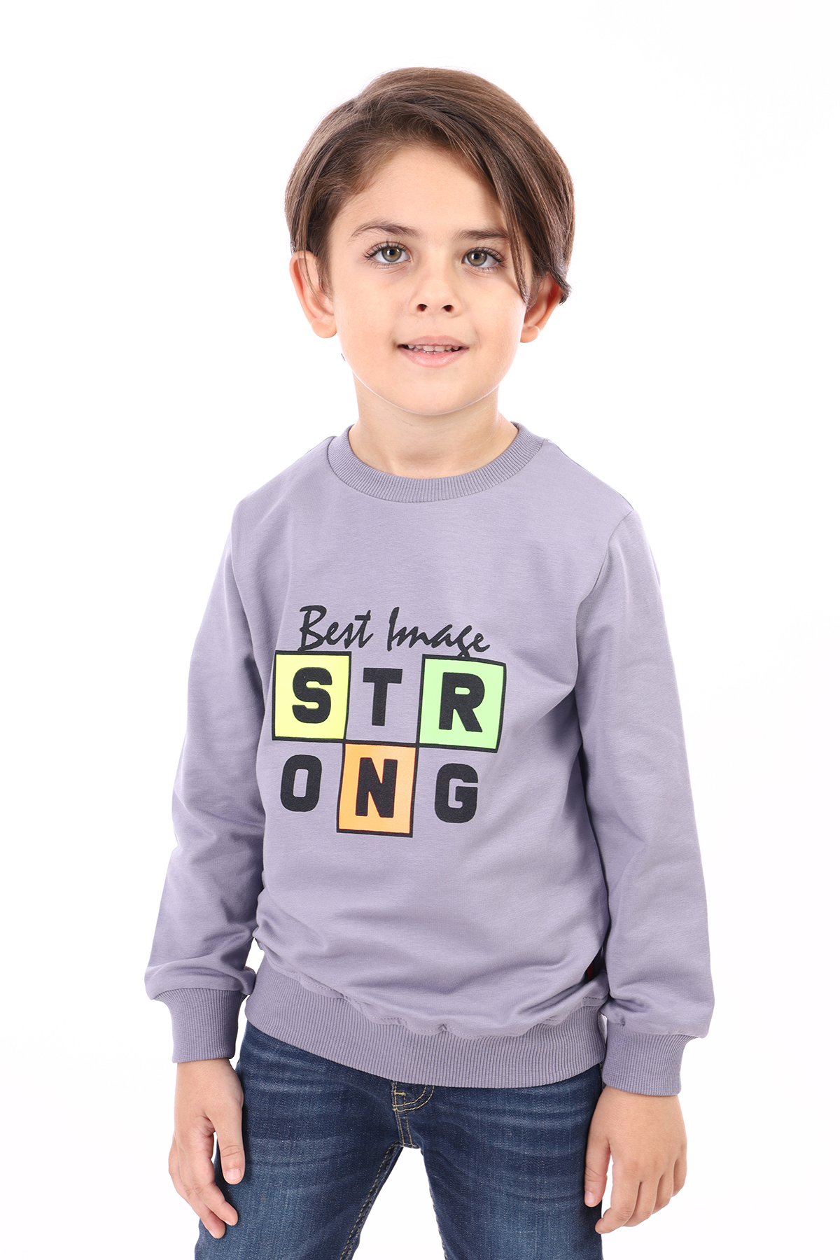 Toontoy Erkek Çocuk  Strong Baskılı Sweatshirt