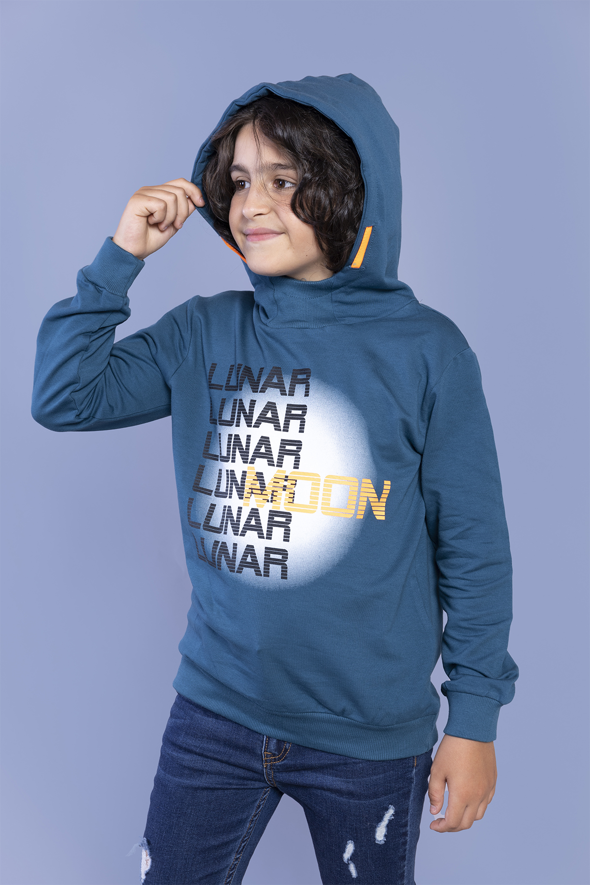 Toontoy Erkek Çocuk Kapüşonlu Baskılı Sweatshirt