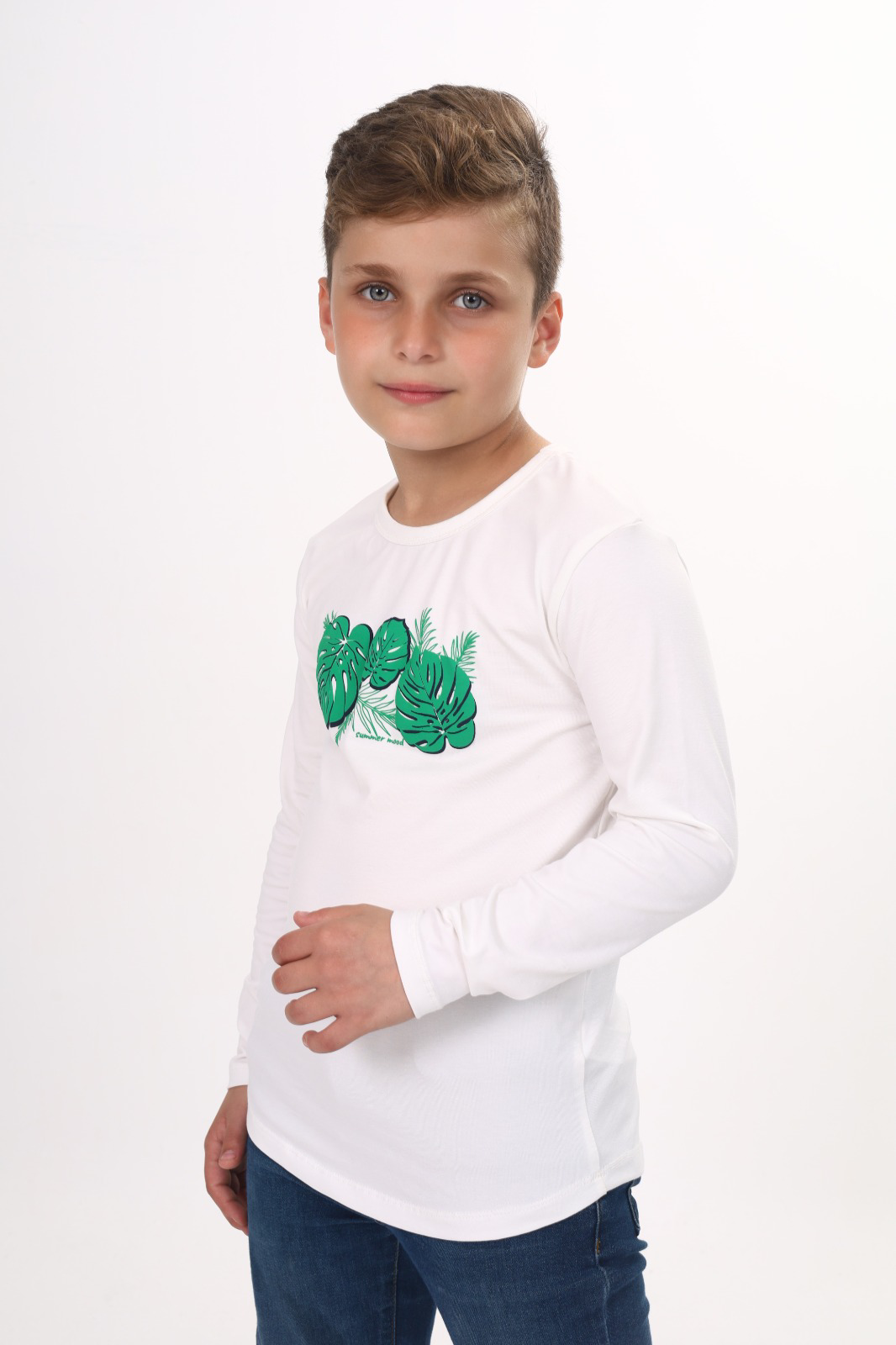 Toontoy Erkek Çocuk  Yaprak Baskılı Tişört