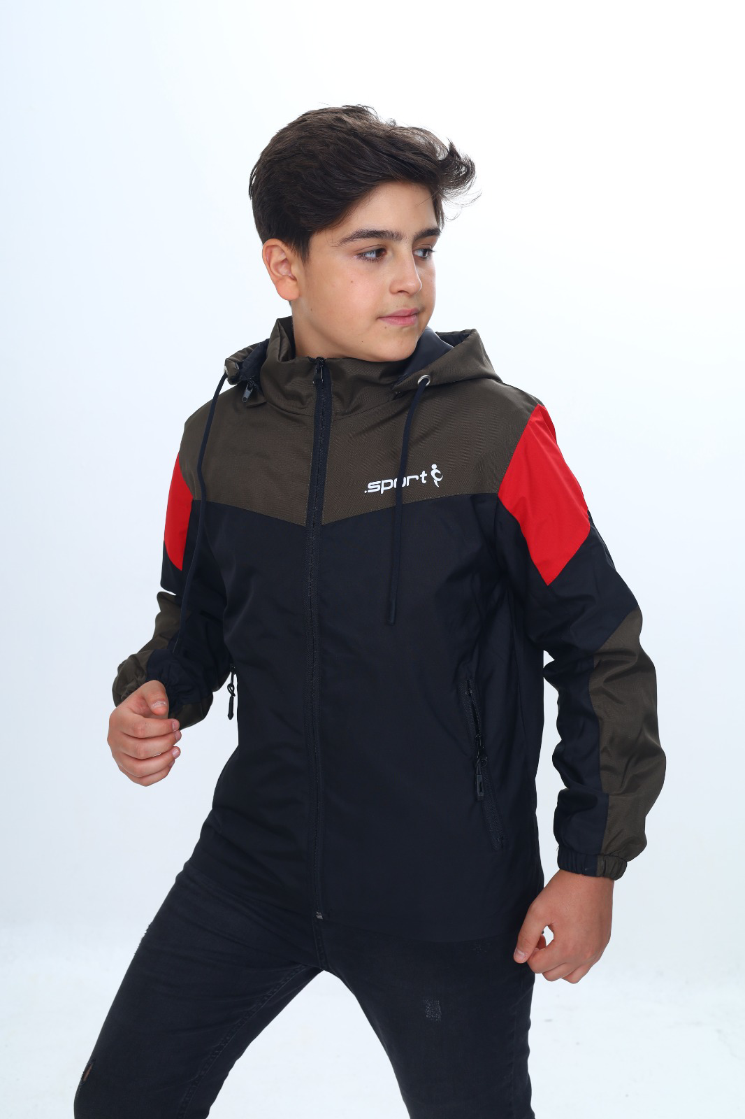 Toontoy Erkek Çocuk Sport Baskılı Kapüşonlu Yağmurluk