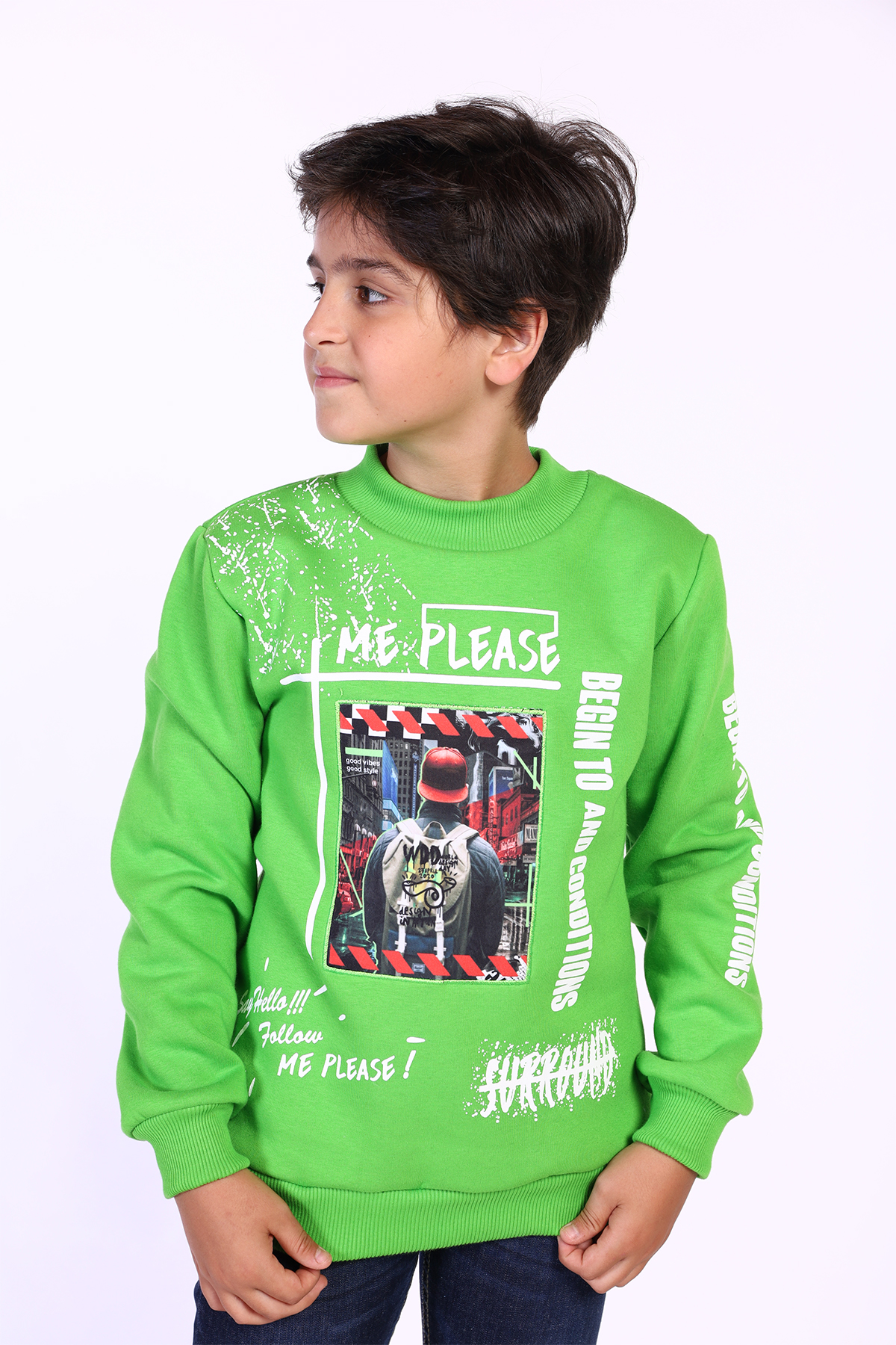 Toontoy Erkek Çocuk Balıkçı Yaka İçi Pamuklu Sweatshirt