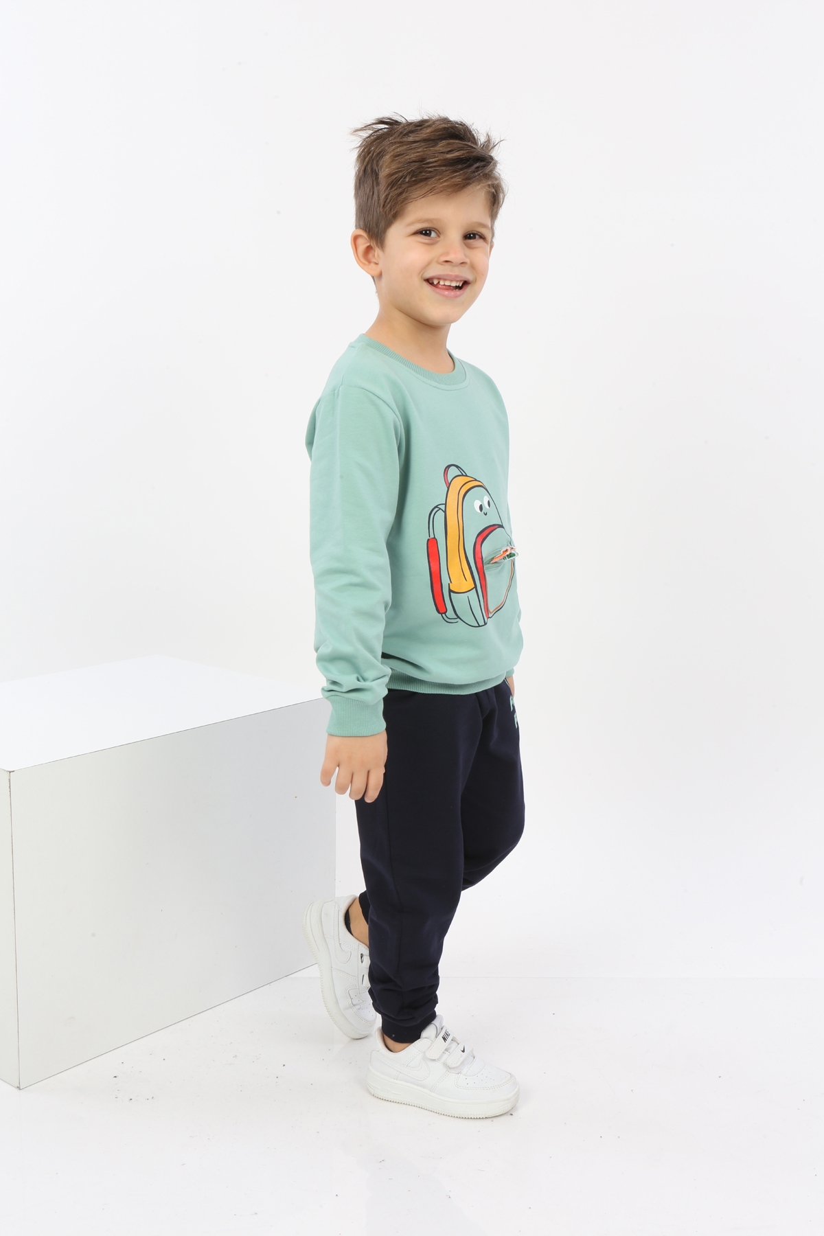 Toontoy Erkek Çocuk Çantalı Yazı Baskılı Eşofman Takım