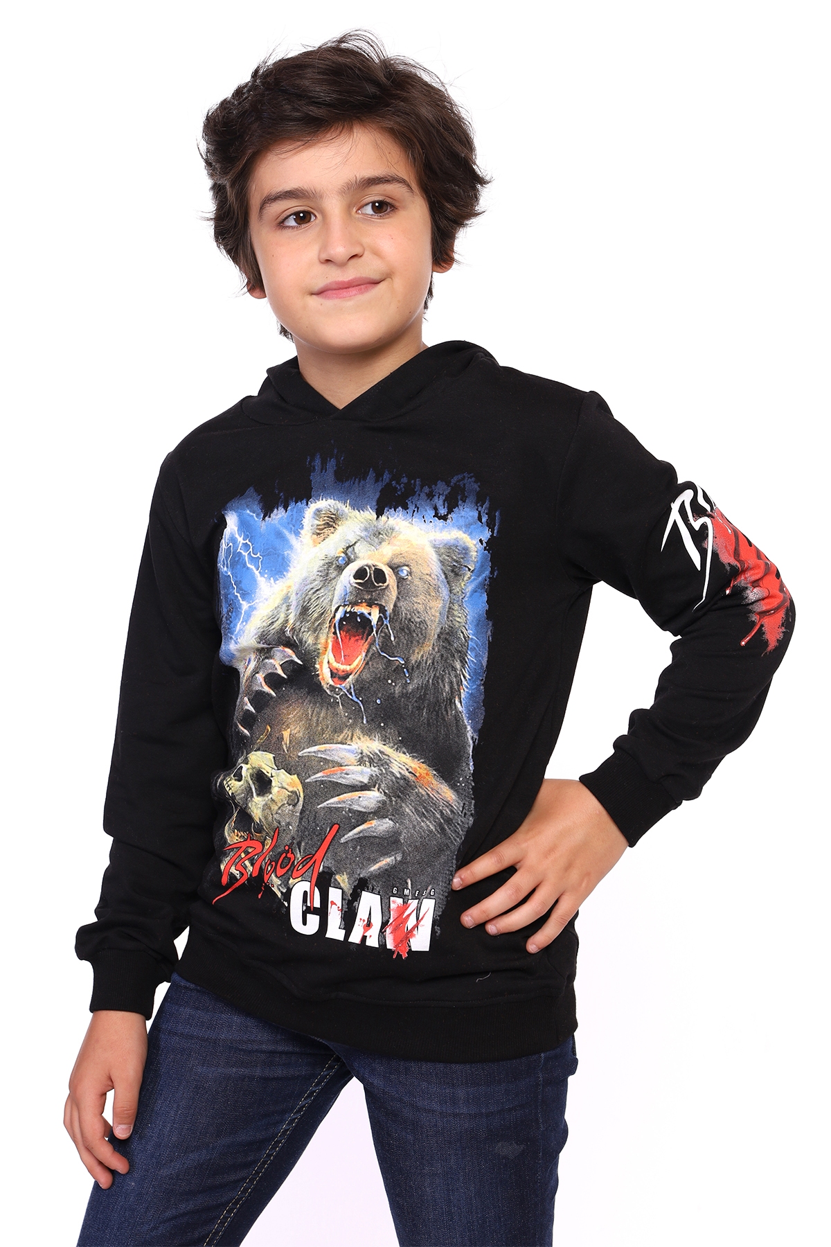 Toontoy Erkek Çocuk  Aslan ve Blood Clan Baskılı Sweatshirt