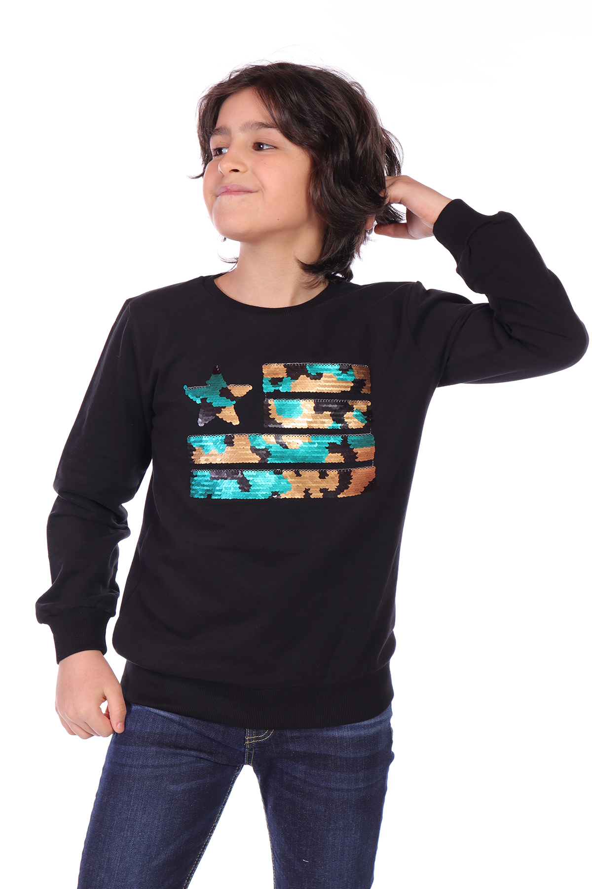 Toontoy Erkek Çocuk Kamuflaj Pullu Sweatshirt Toontoy Erkek Çocuk Kamuflaj Pullu Sweatshirt