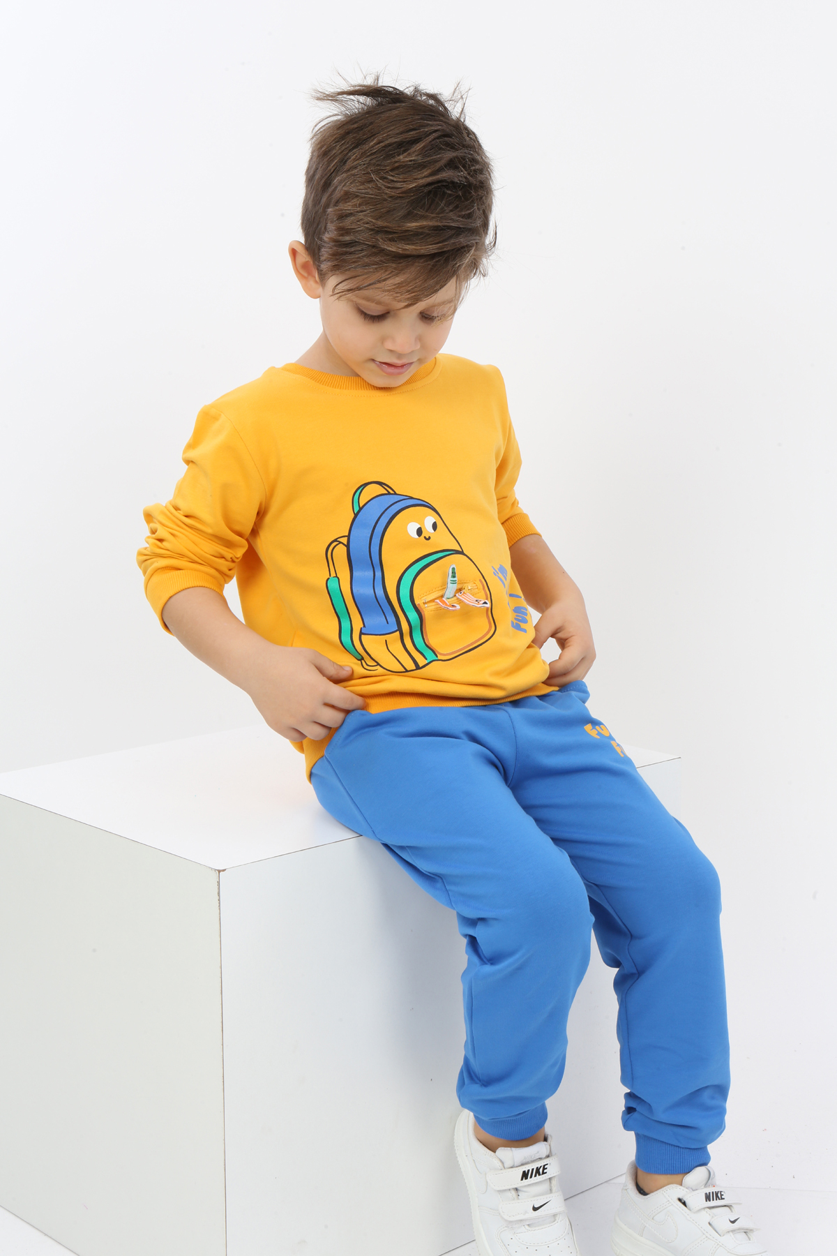 Toontoy Erkek Çocuk Çantalı Yazı Baskılı Eşofman Takım