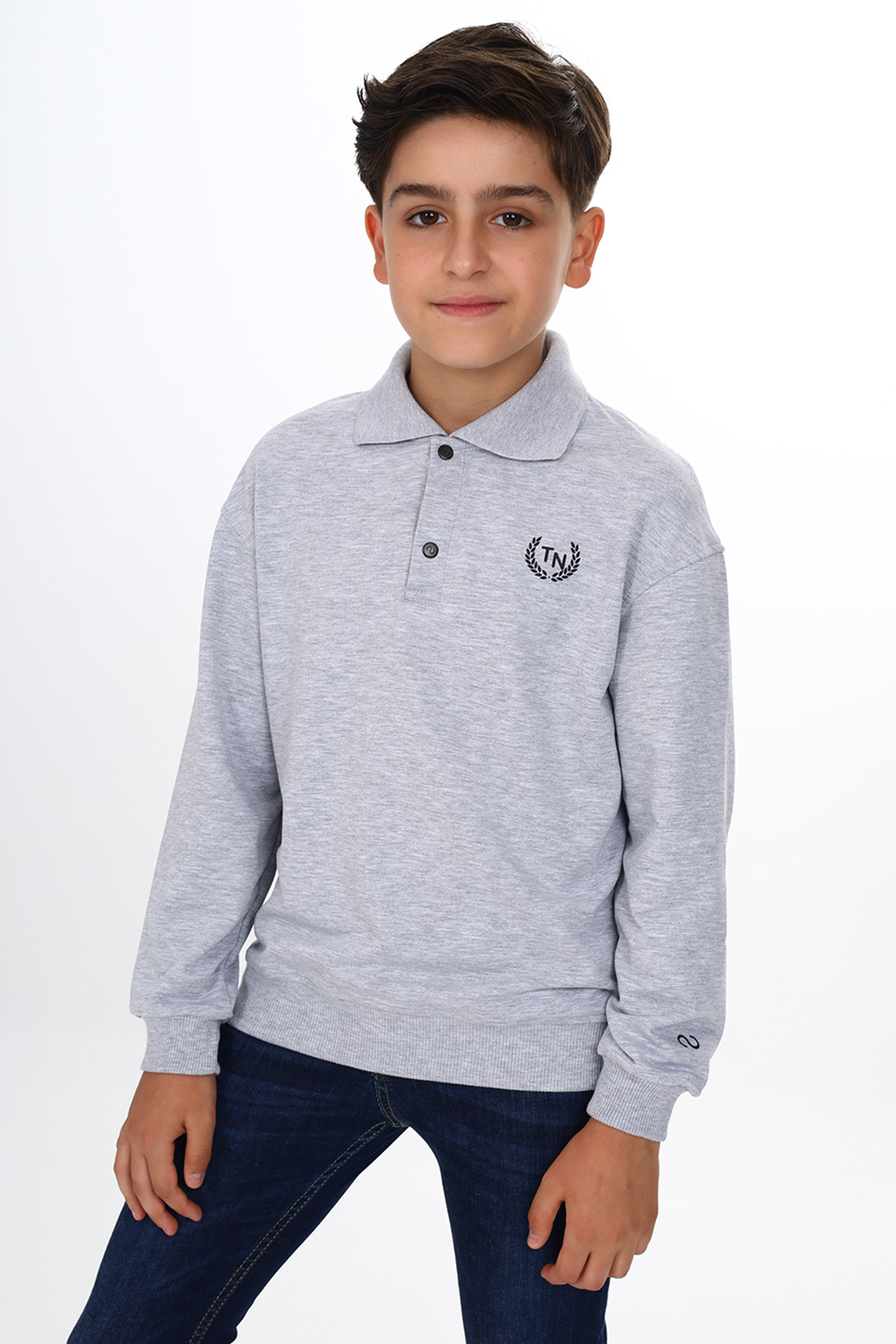 Toontoy Erkek Çocuk Polo Yaka Tnty Baskılı Sweatshirt