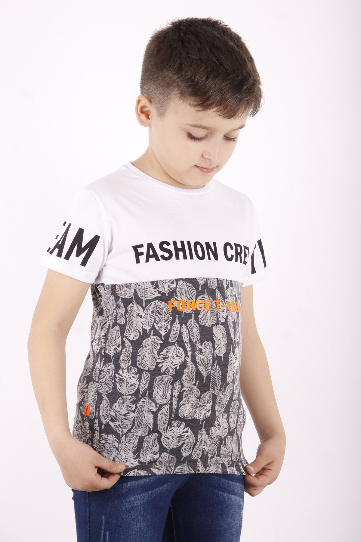 Toontoy Erkek Çocuk Fashion Crew Baskılı Garnili Tişört