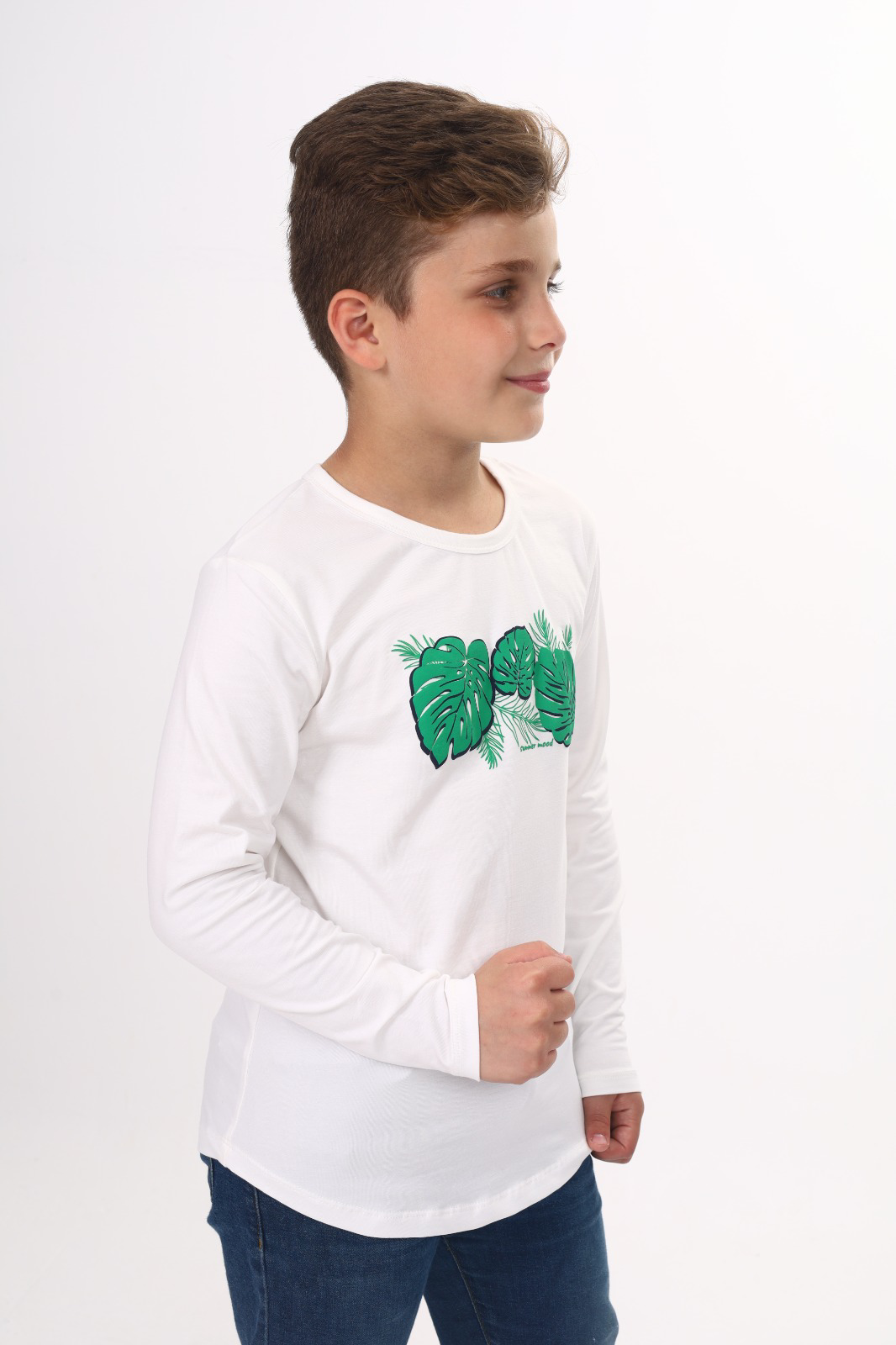 Toontoy Erkek Çocuk  Yaprak Baskılı Tişört