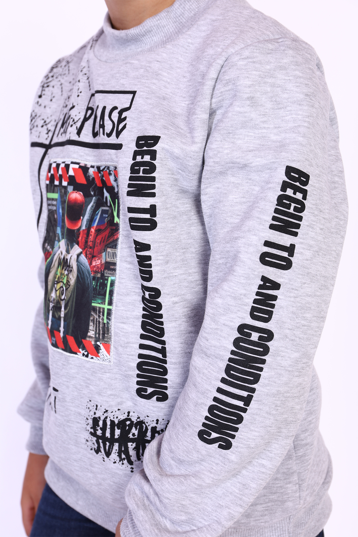 Toontoy Erkek Çocuk Balıkçı Yaka İçi Pamuklu Sweatshirt