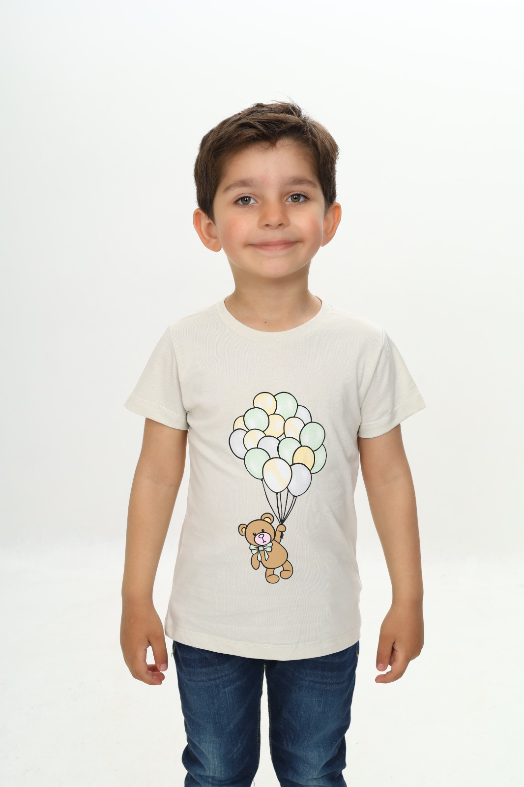 Toontoy Erkek Çocuk Balonlu Ayı Baskılı Tişört