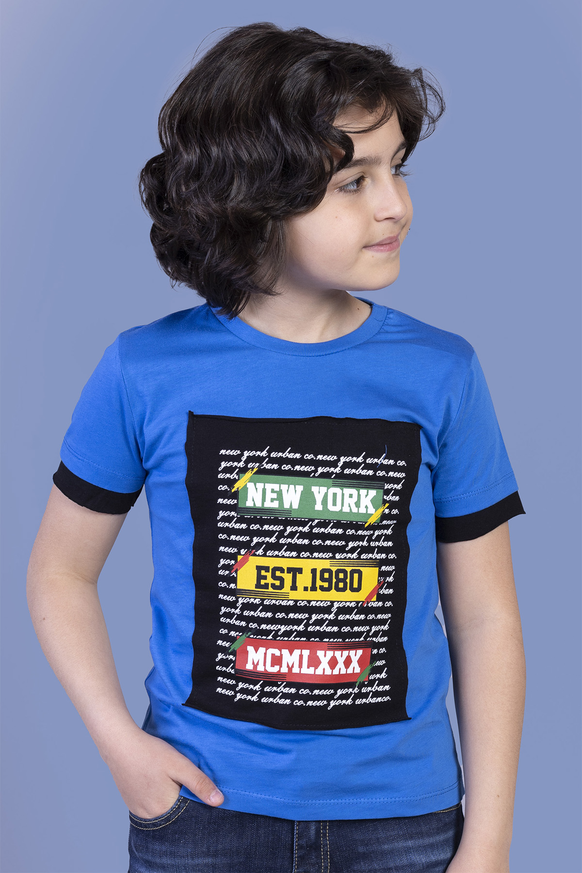 Toontoy Erkek Çocuk Kolları Garni Detaylı Yazı Baskılı Tişört