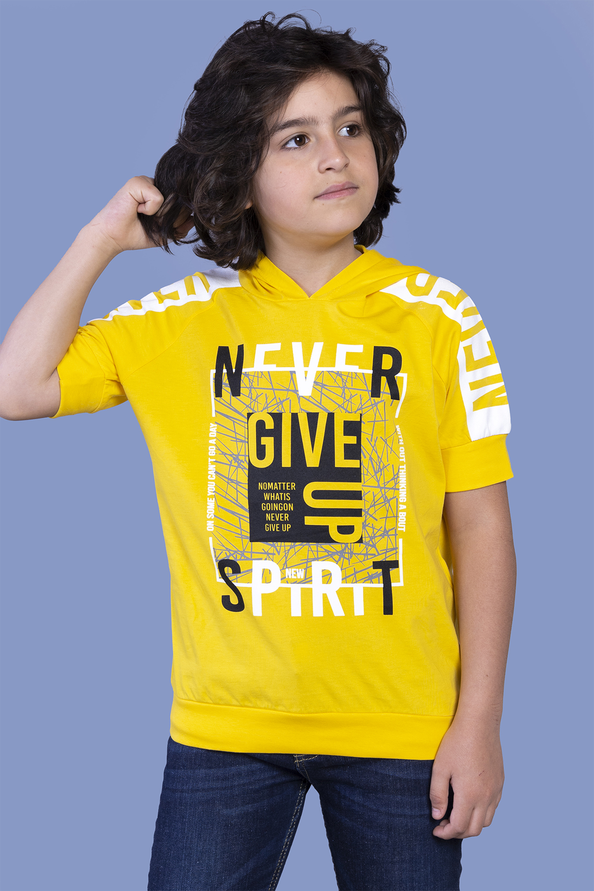 Toontoy Erkek Çocuk Baskılı Kapüşonlu Reglan Kol Tişört