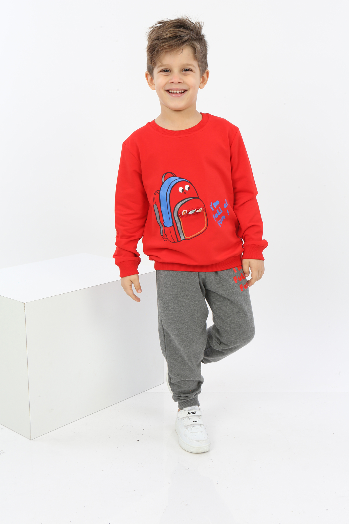 Toontoy Erkek Çocuk Çantalı Yazı Baskılı Eşofman Takım