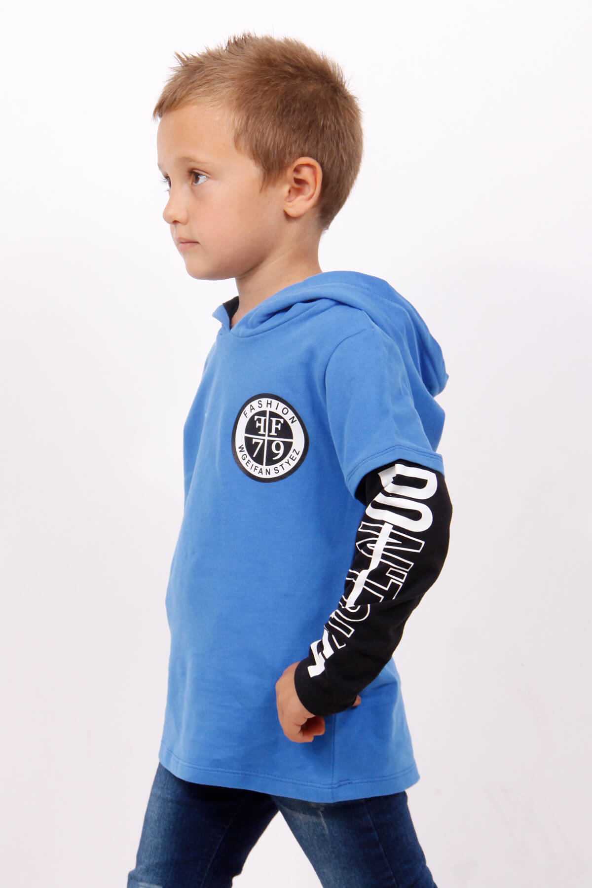 Toontoy Erkek Çocuk Kapşonlu Kolları Baskılı Sweatshirt