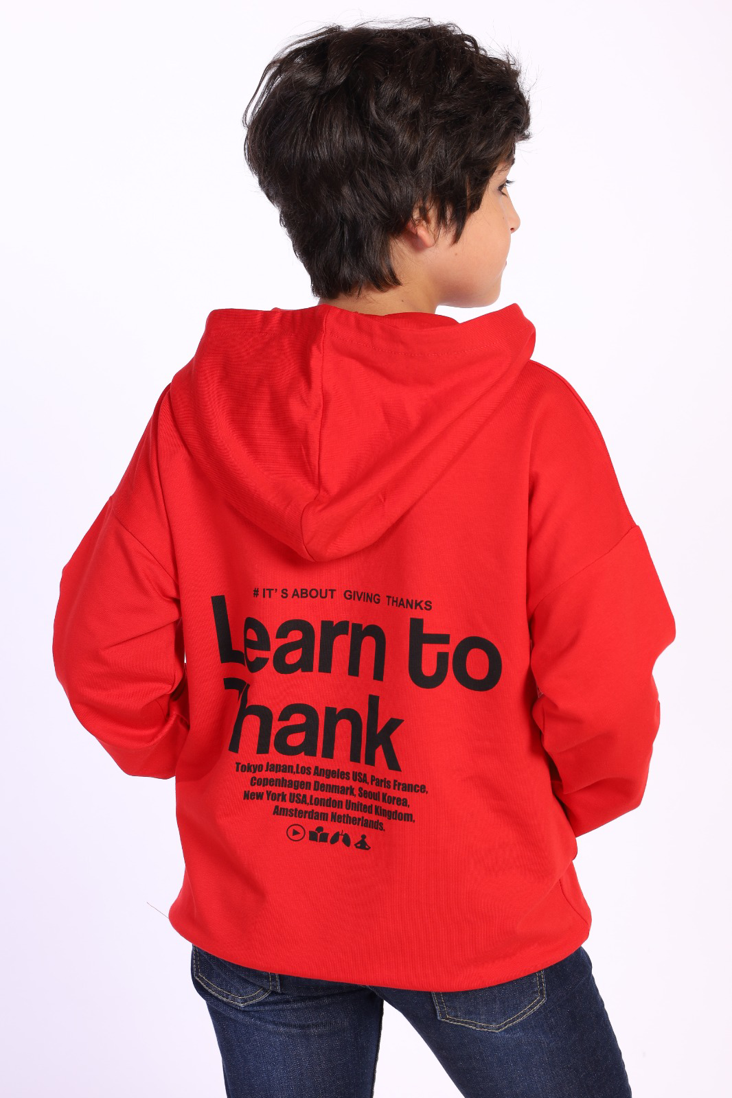 Toontoy Erkek Çocuk Kapüşonlu Kanguru Cepli Baskılı Sweatshirt
