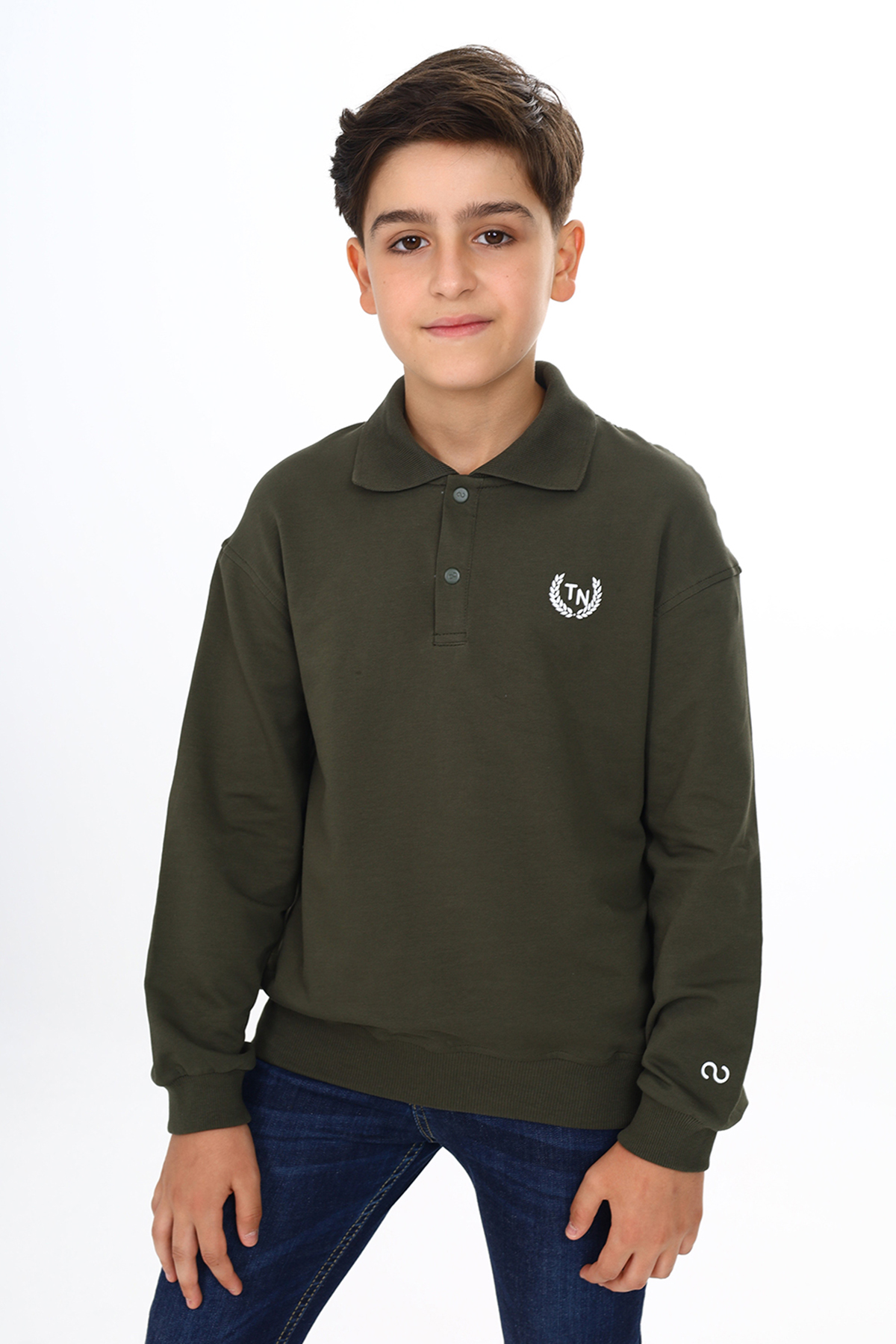 Toontoy Erkek Çocuk Polo Yaka Tnty Baskılı Sweatshirt