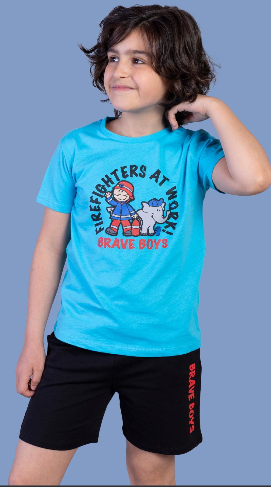 Toontoy Erkek Çocuk İtfaiye Adam Baskılı Şortlu Takım