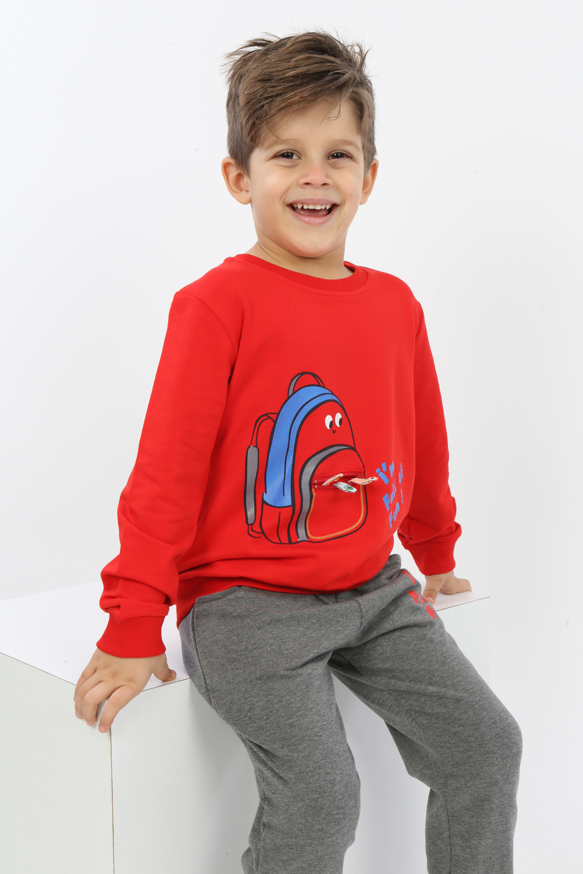 Toontoy Erkek Çocuk Çantalı Yazı Baskılı Eşofman Takım
