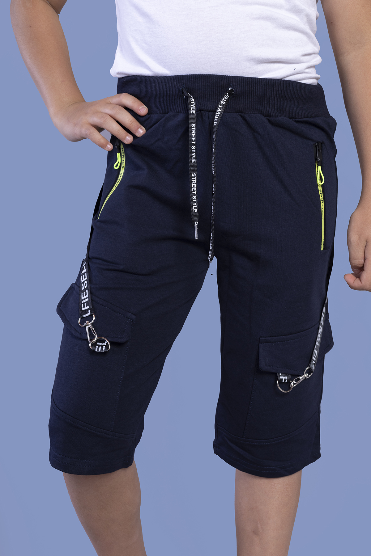 Toontoy  Erkek Çocuk Beli Ayarlanabilir Şerit Detaylı Kapri