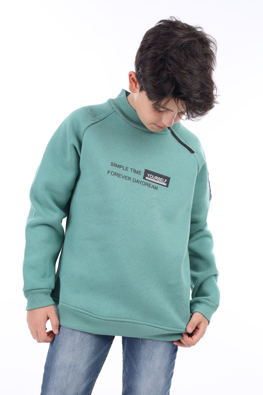 Toontoy Erkek Çocuk Simple Time Yourself Baskılı Sweatshirt