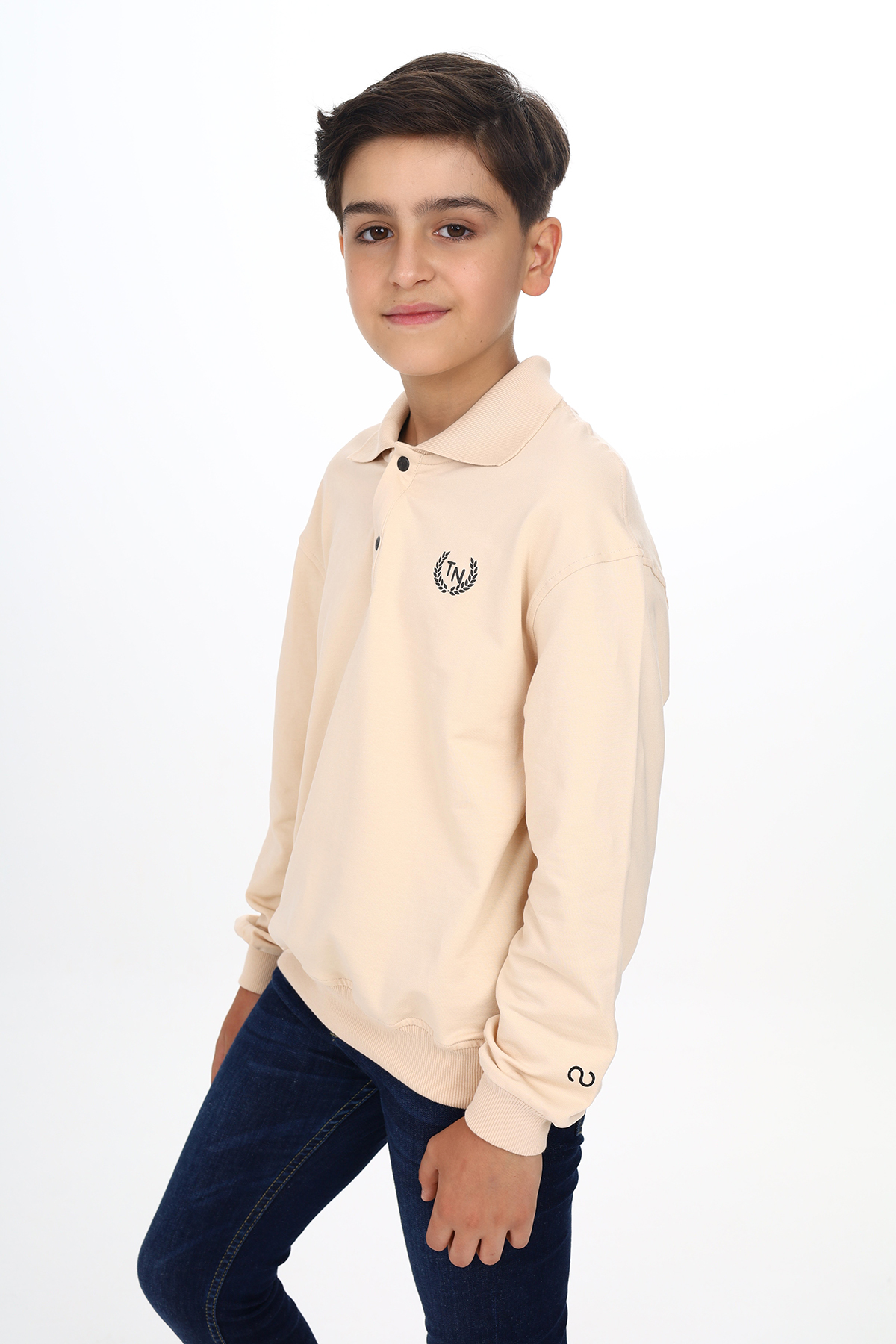 Toontoy Erkek Çocuk Polo Yaka Tnty Baskılı Sweatshirt