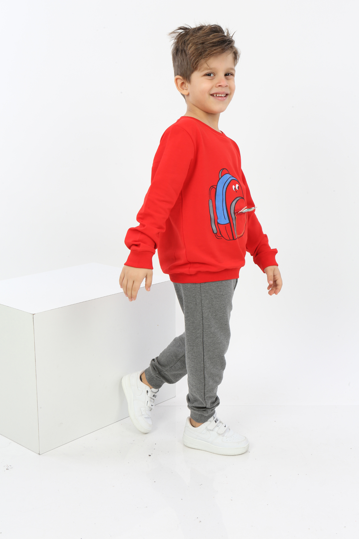Toontoy Erkek Çocuk Çantalı Yazı Baskılı Eşofman Takım