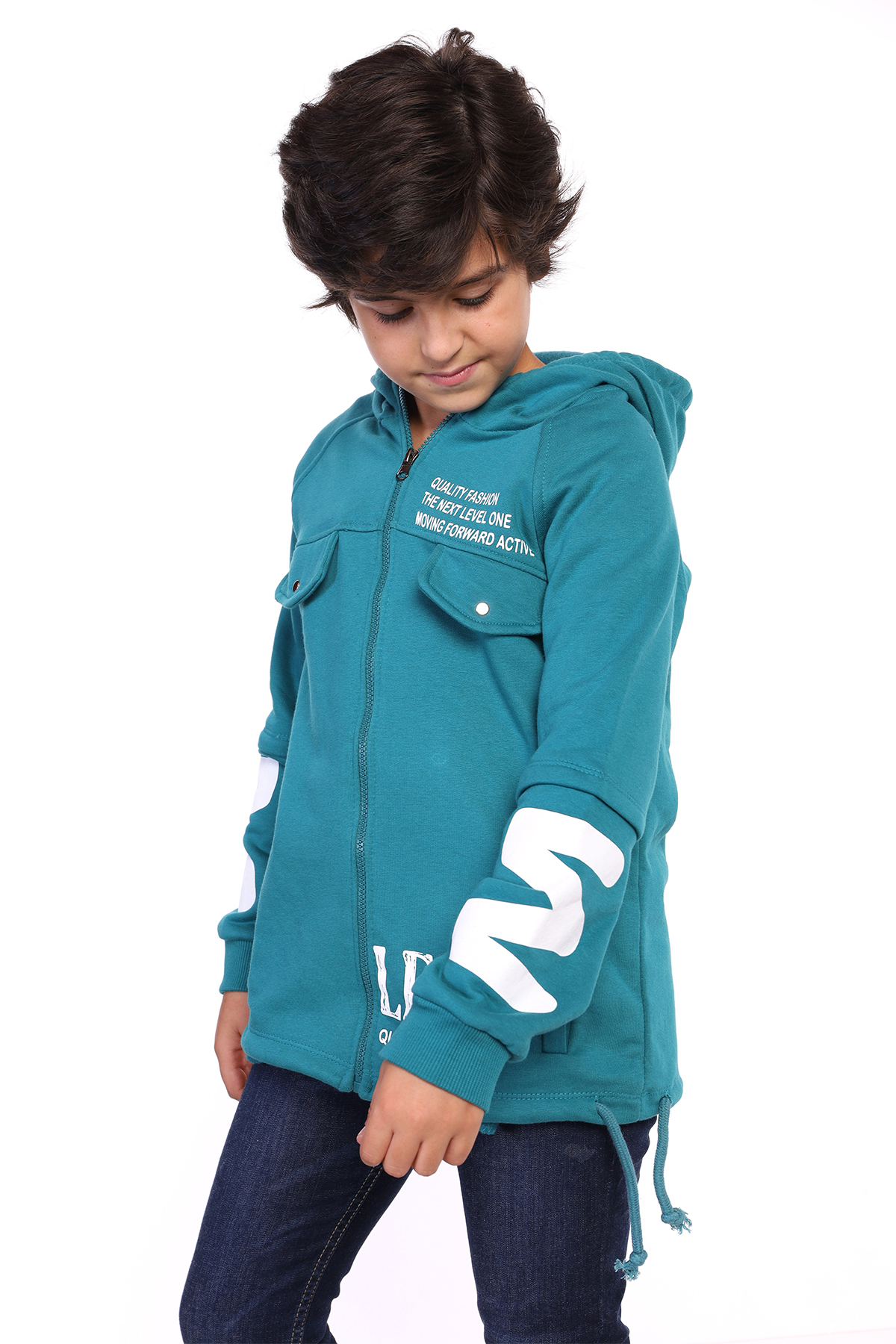Toontoy Erkek Çocuk Kapüşonlu Baskılı Hırka