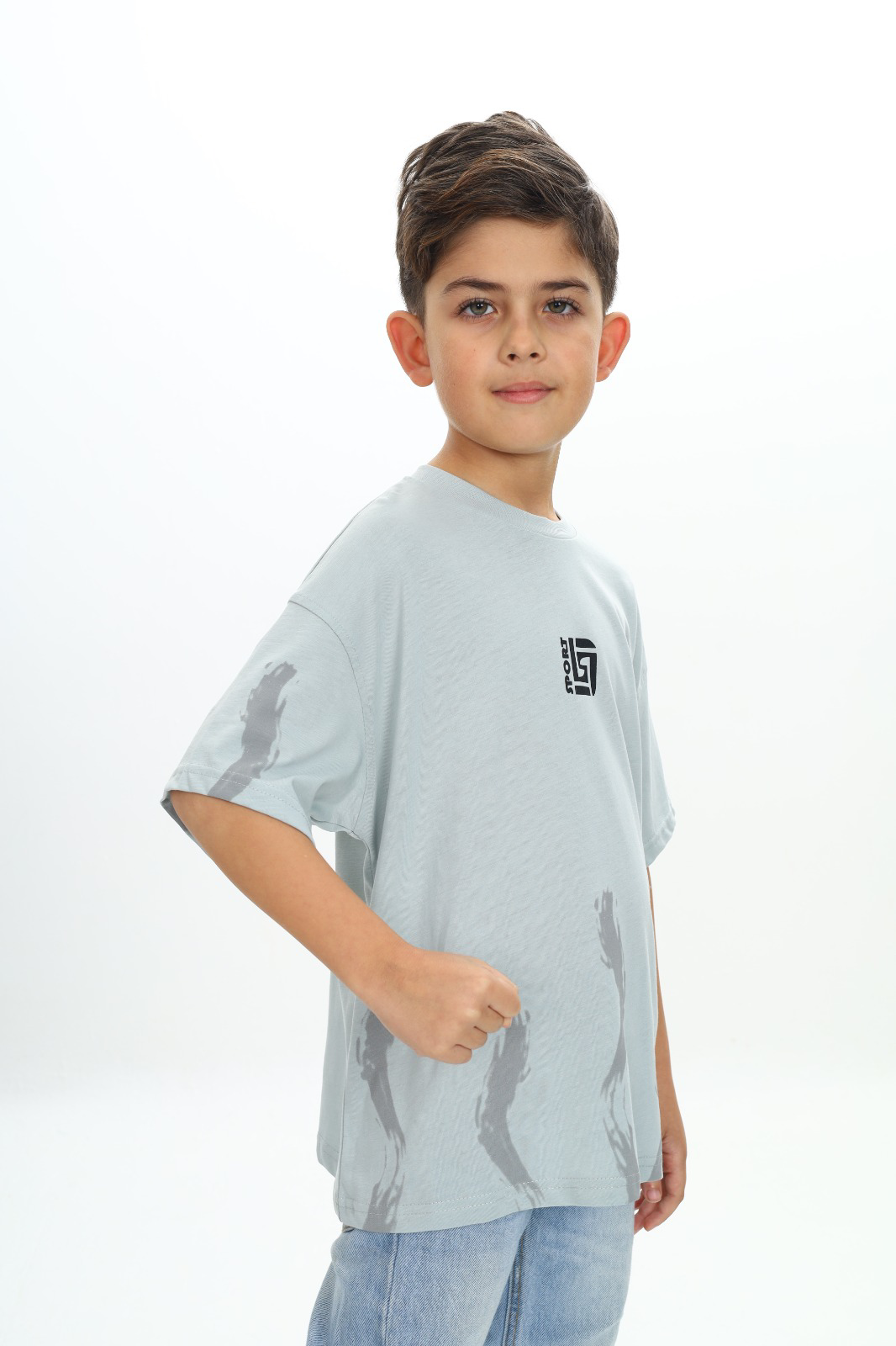 Toontoy Erkek Çocuk Sport Yazılı Fırça Baskılı Tişört
