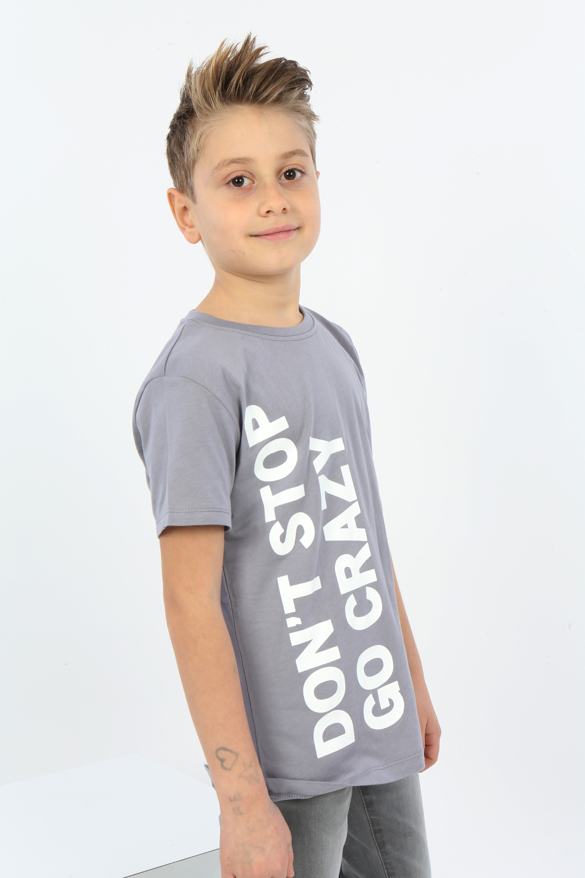 Toontoy Erkek Çocuk Dont Stop Go Crazy Baskılı Tişört