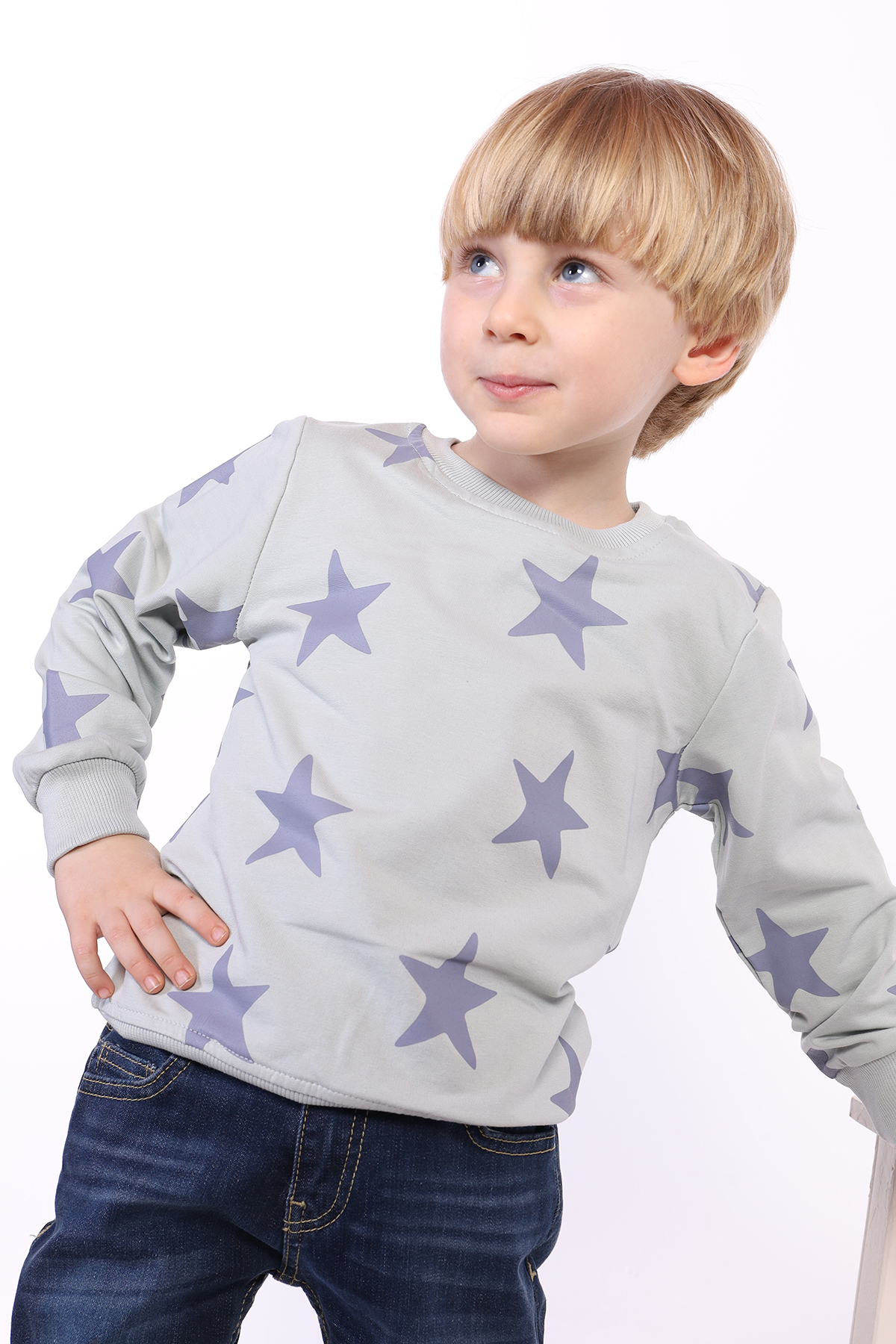 Toontoy Erkek Çocuk Komple Yıldız Baskılı Sweatshirt