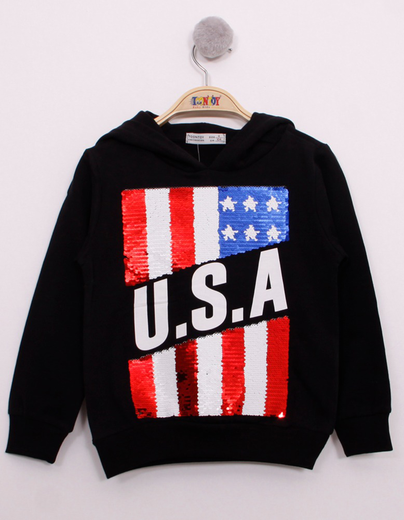 Toontoy Erkek Çocuk Pullu U.S.A Bayraklı Nakışlı Sweatshirt